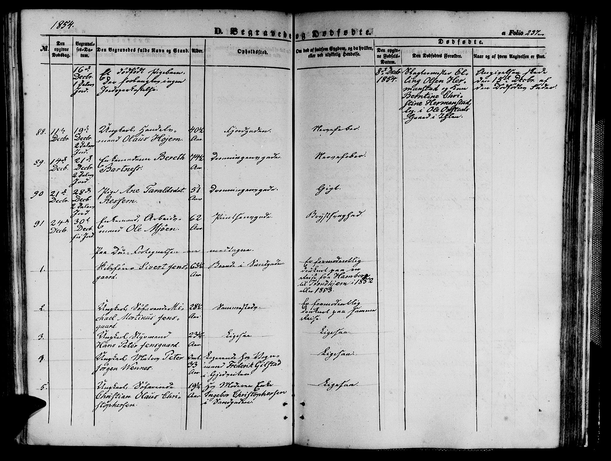 Ministerialprotokoller, klokkerbøker og fødselsregistre - Sør-Trøndelag, SAT/A-1456/602/L0138: Parish register (copy) no. 602C06, 1853-1858, p. 237