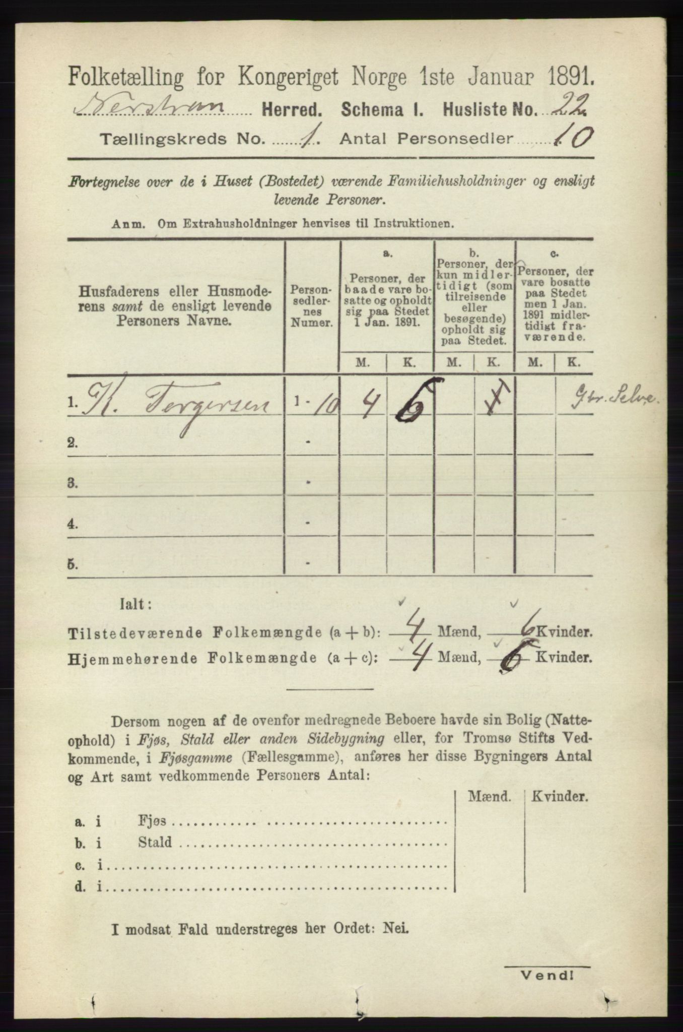 RA, 1891 census for 1139 Nedstrand, 1891, p. 48