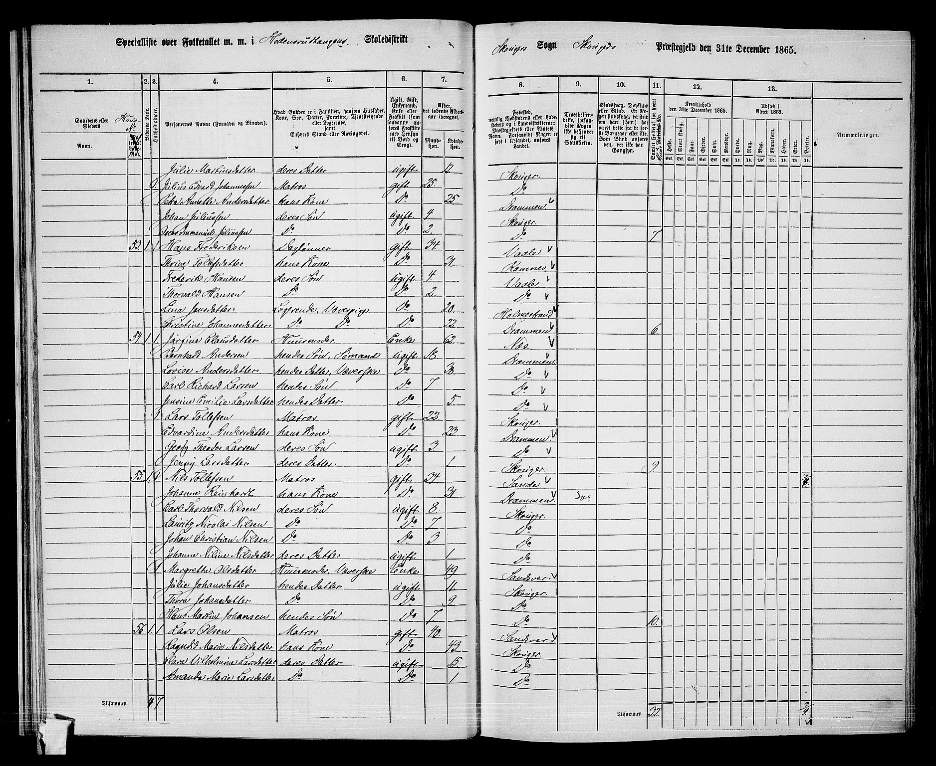 RA, 1865 census for Skoger, 1865, p. 32