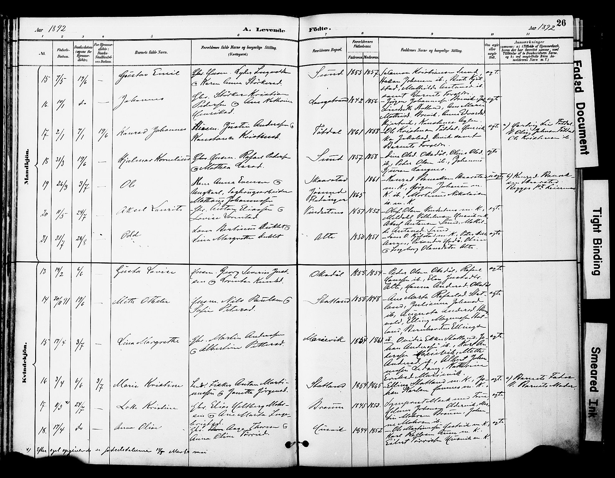 Ministerialprotokoller, klokkerbøker og fødselsregistre - Nord-Trøndelag, SAT/A-1458/774/L0628: Parish register (official) no. 774A02, 1887-1903, p. 26