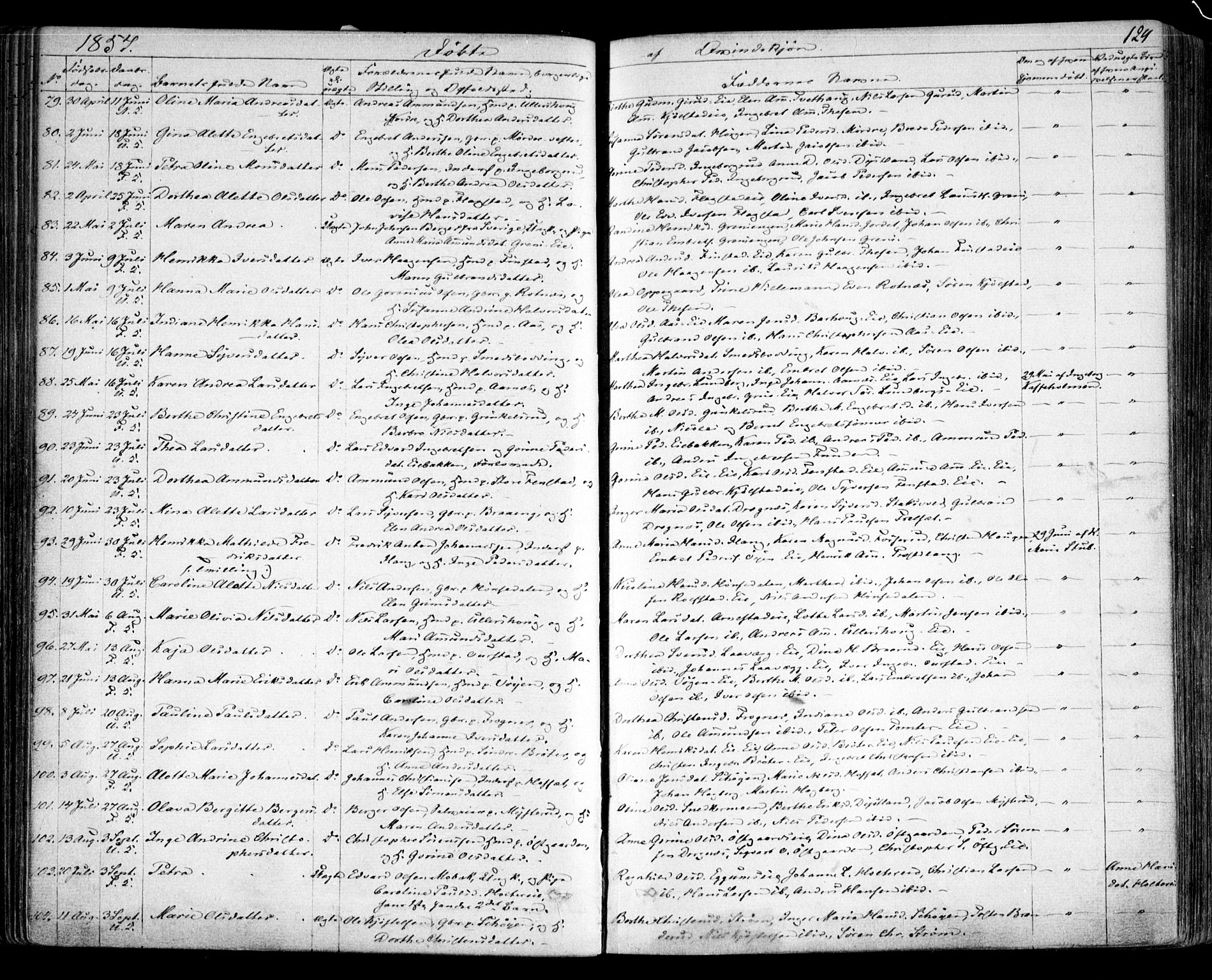 Nes prestekontor Kirkebøker, SAO/A-10410/F/Fa/L0007: Parish register (official) no. I 7, 1846-1858, p. 124
