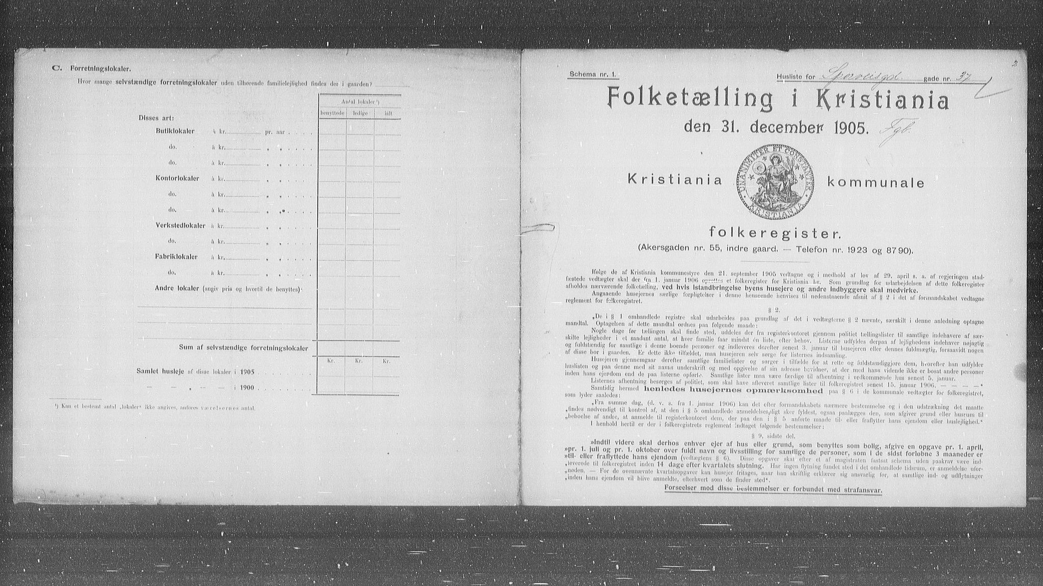 OBA, Municipal Census 1905 for Kristiania, 1905, p. 52136