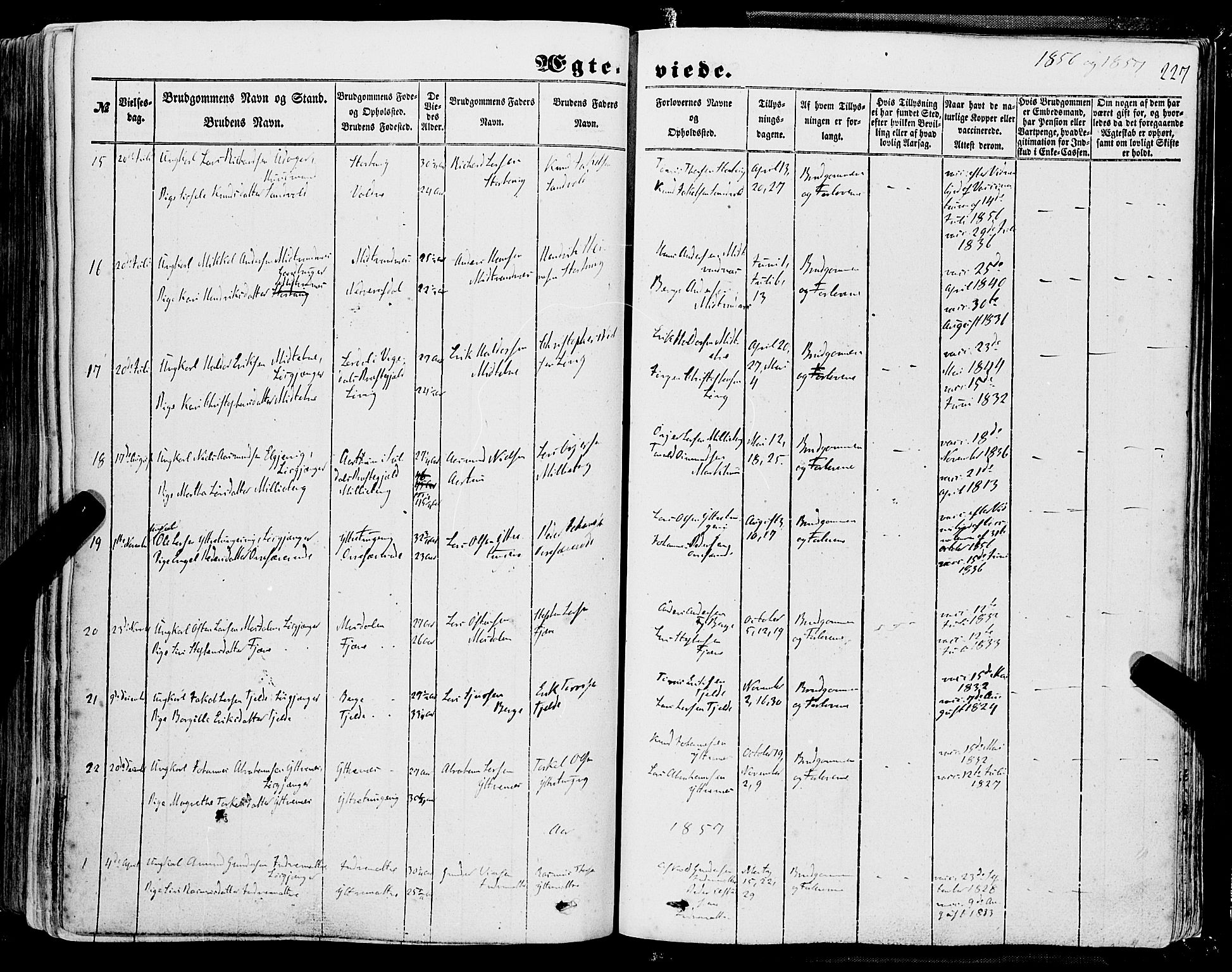 Skånevik sokneprestembete, SAB/A-77801/H/Haa: Parish register (official) no. A 5I, 1848-1869, p. 227