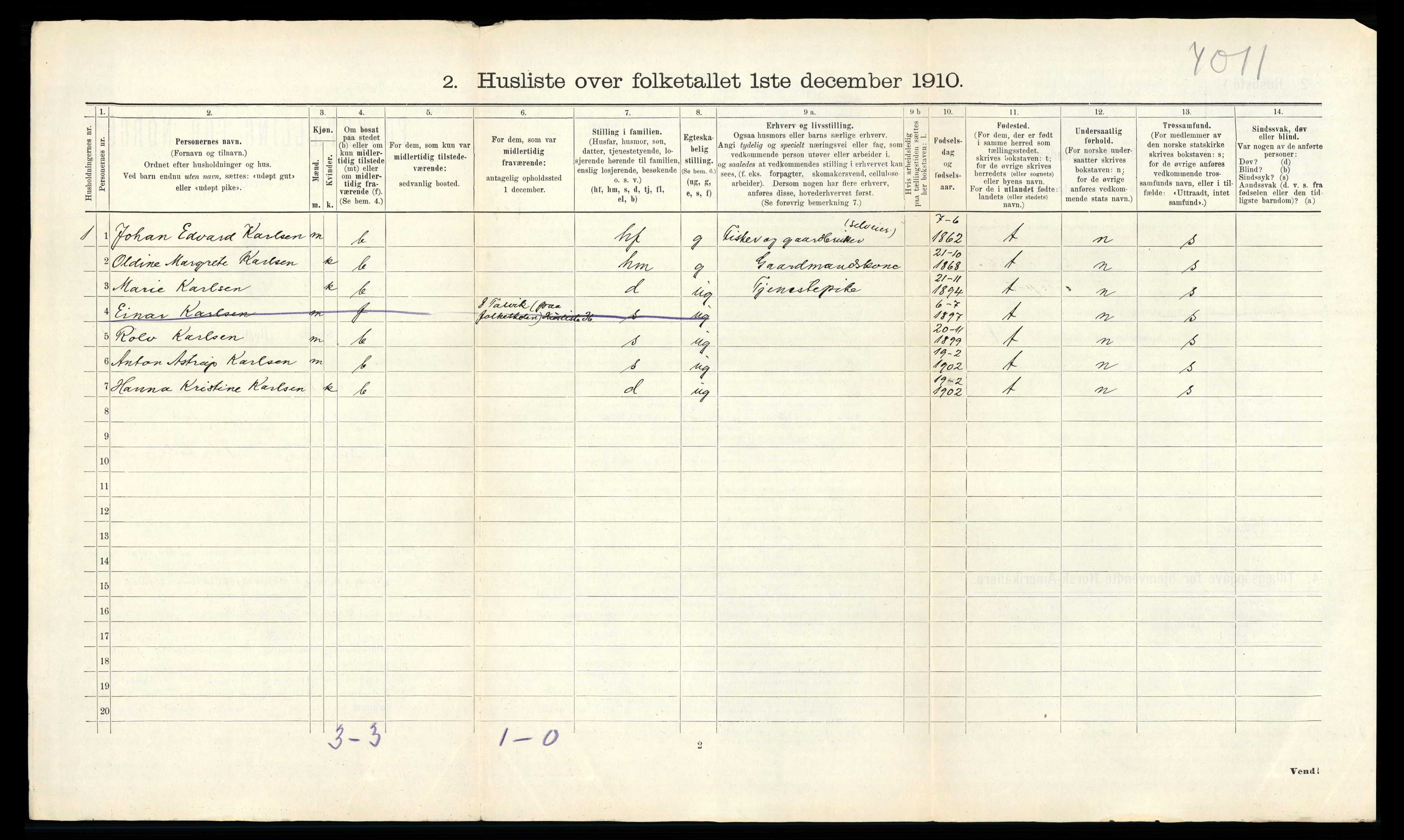 RA, 1910 census for Talvik, 1910, p. 42