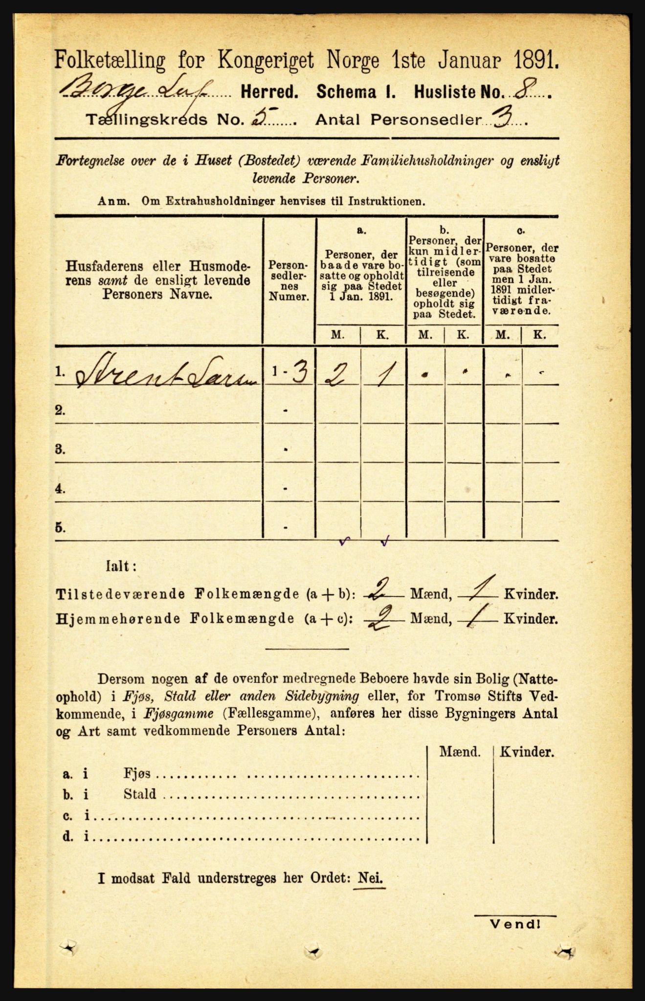 RA, 1891 census for 1862 Borge, 1891, p. 2952