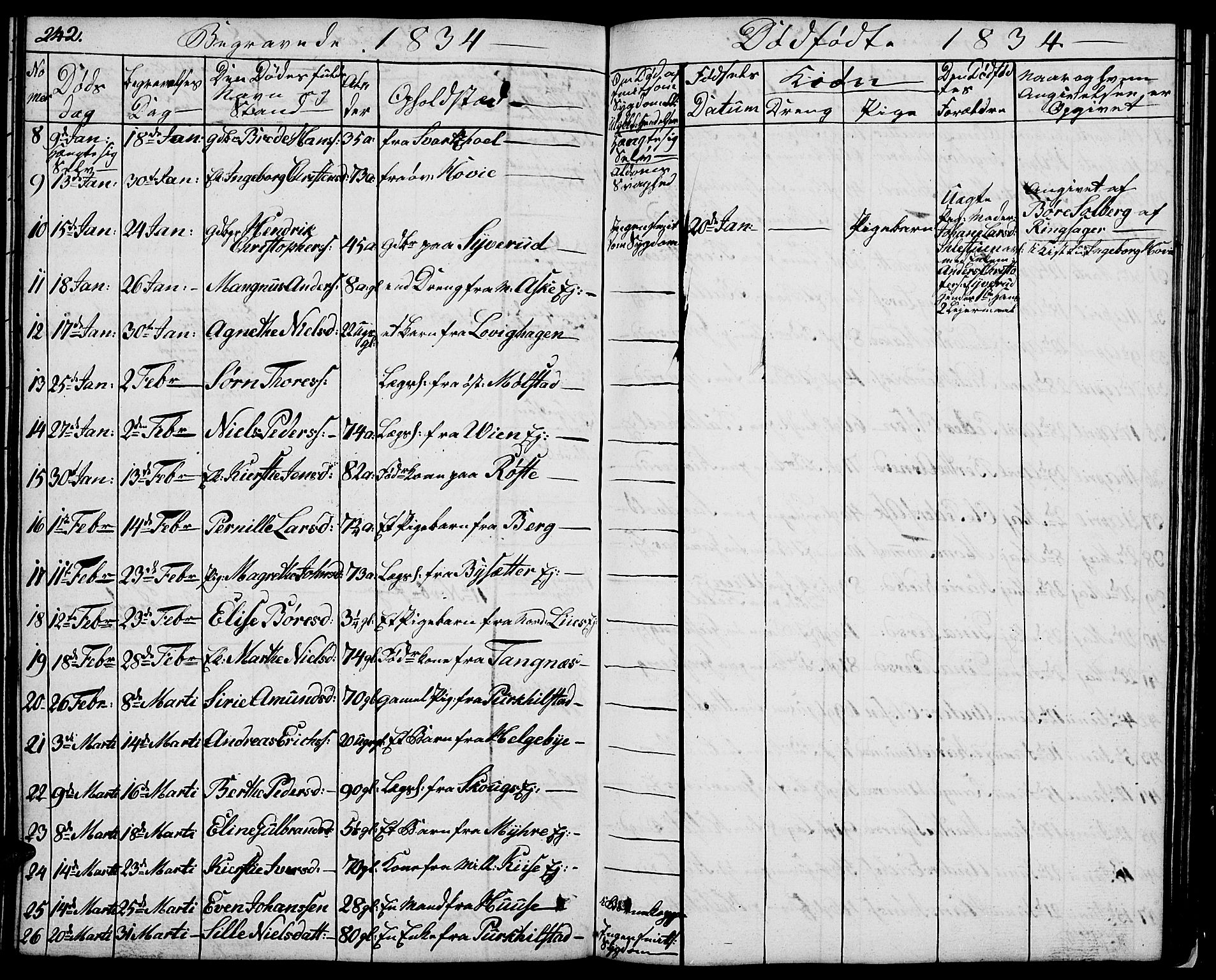 Nes prestekontor, Hedmark, AV/SAH-PREST-020/L/La/L0004: Parish register (copy) no. 4, 1832-1861, p. 242