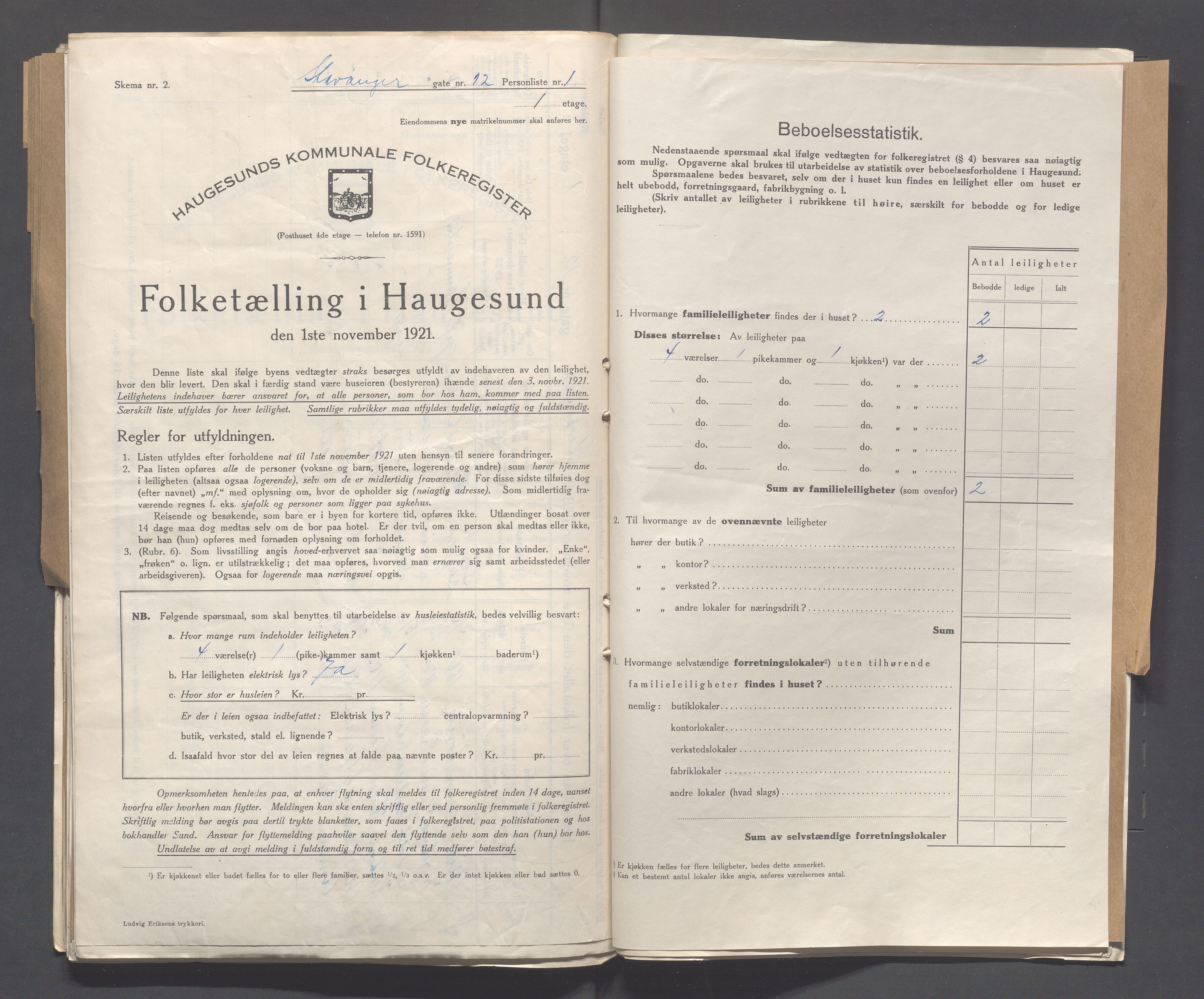 IKAR, Local census 1.11.1921 for Haugesund, 1921, p. 4326