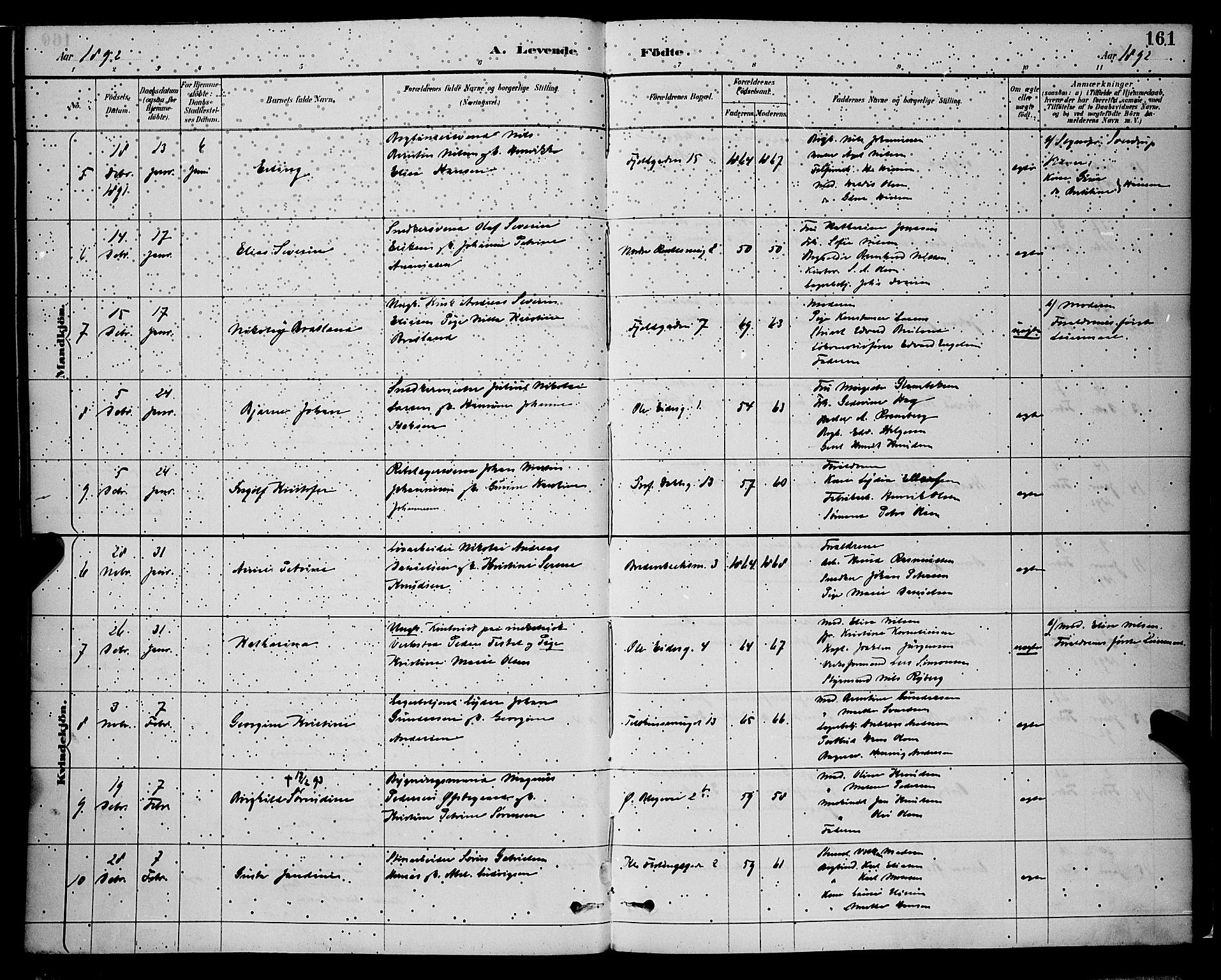 Korskirken sokneprestembete, AV/SAB-A-76101/H/Hab: Parish register (copy) no. B 9, 1887-1896, p. 161