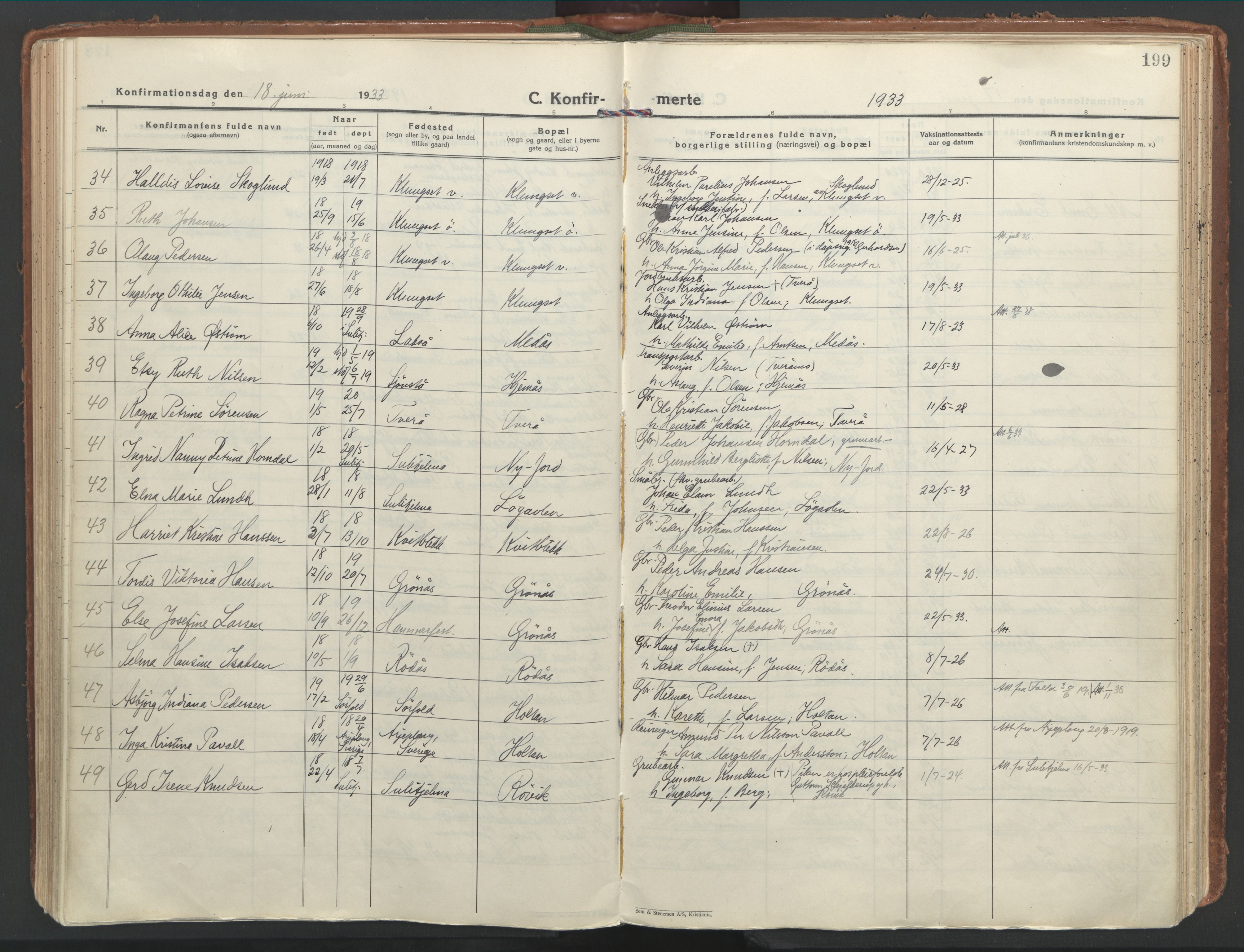 Ministerialprotokoller, klokkerbøker og fødselsregistre - Nordland, AV/SAT-A-1459/849/L0699: Parish register (official) no. 849A10, 1924-1937, p. 199