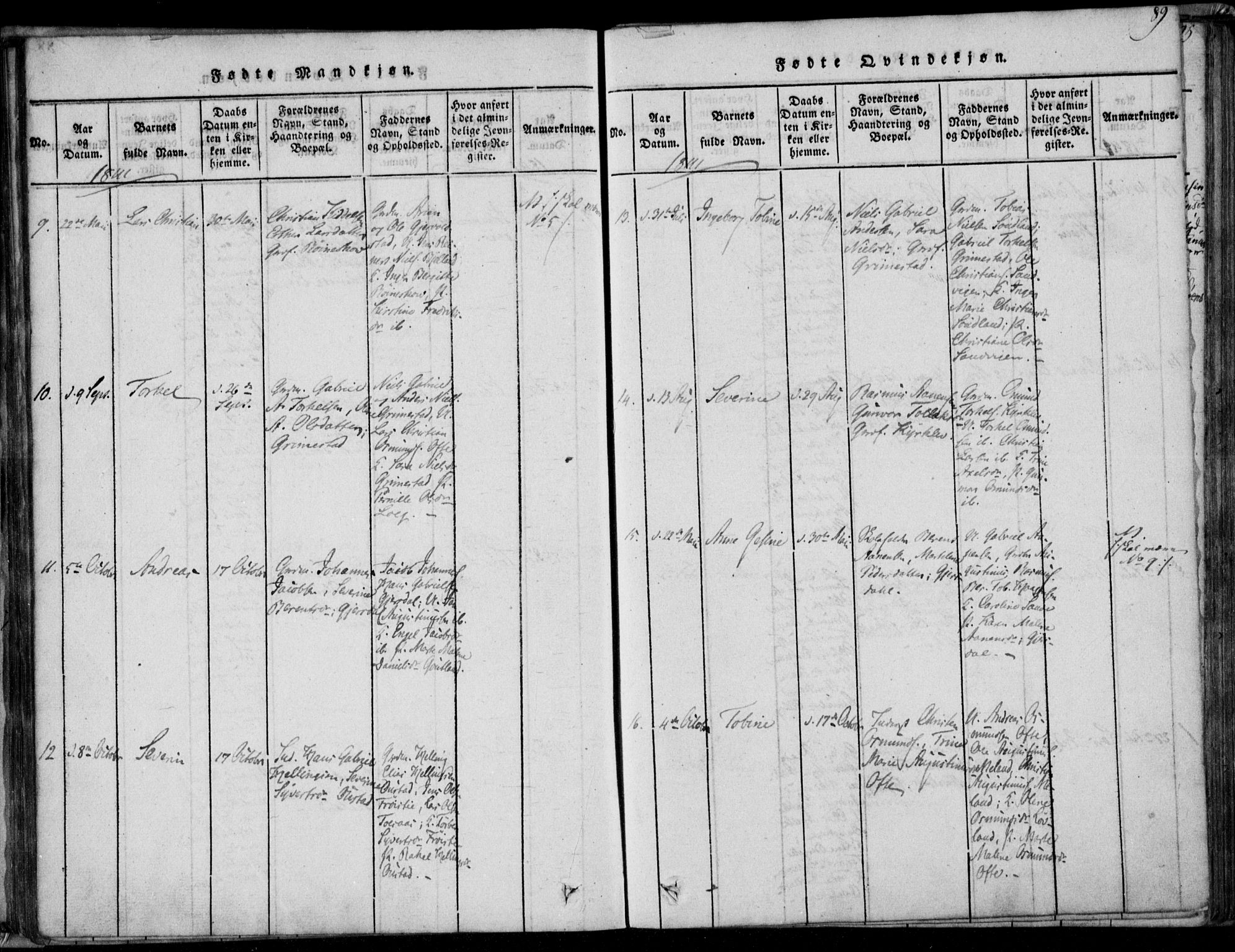 Herad sokneprestkontor, AV/SAK-1111-0018/F/Fa/Faa/L0003: Parish register (official) no. A 3, 1816-1844, p. 89