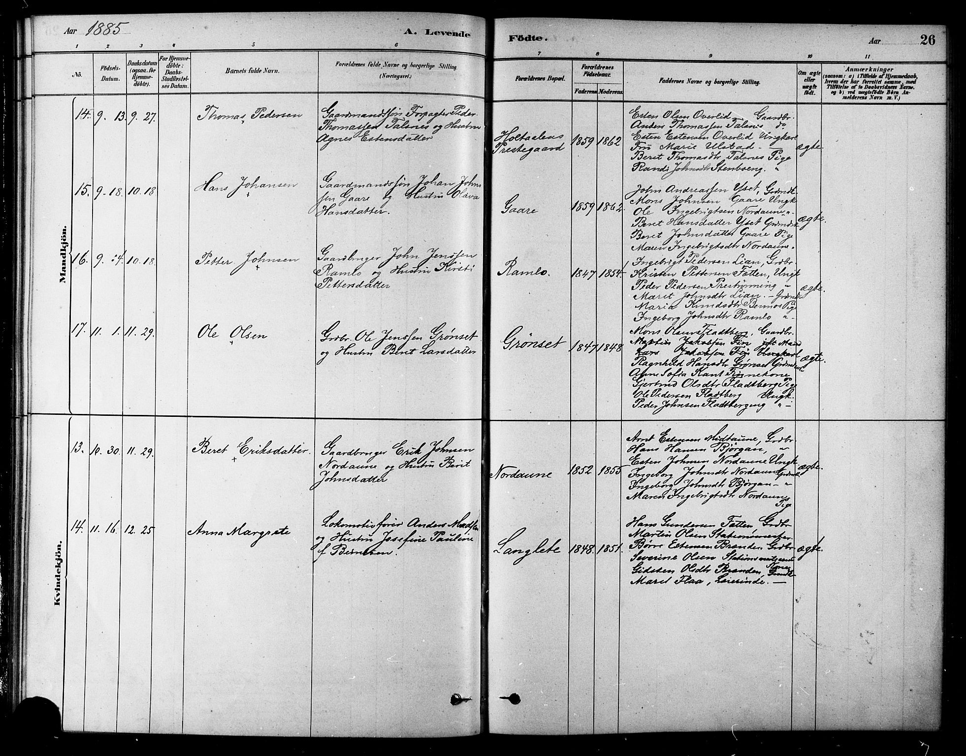 Ministerialprotokoller, klokkerbøker og fødselsregistre - Sør-Trøndelag, SAT/A-1456/685/L0972: Parish register (official) no. 685A09, 1879-1890, p. 26