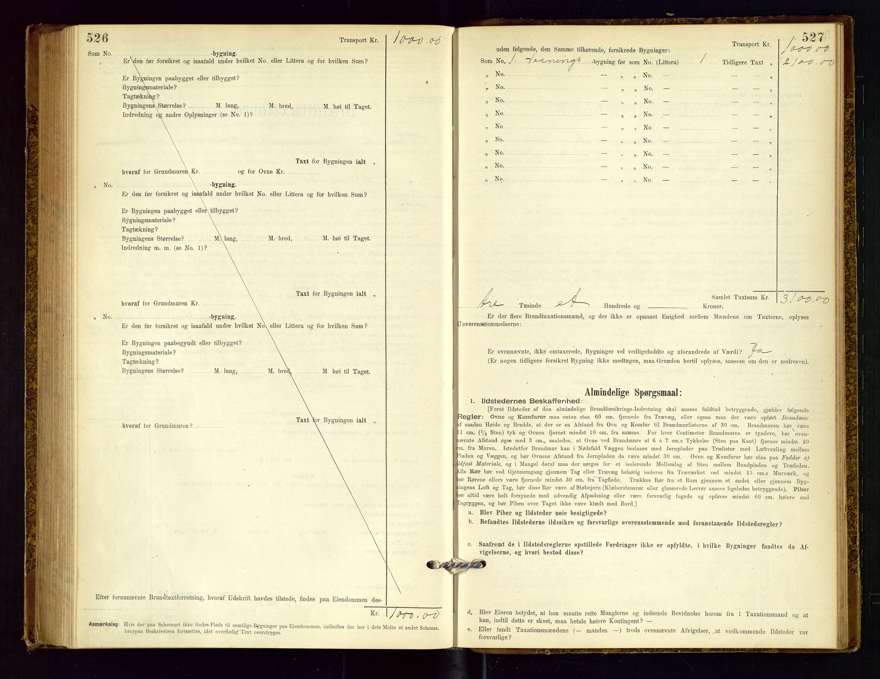 Time lensmannskontor, AV/SAST-A-100420/Gob/L0001: Branntakstprotokoll, 1896-1914, p. 526-527