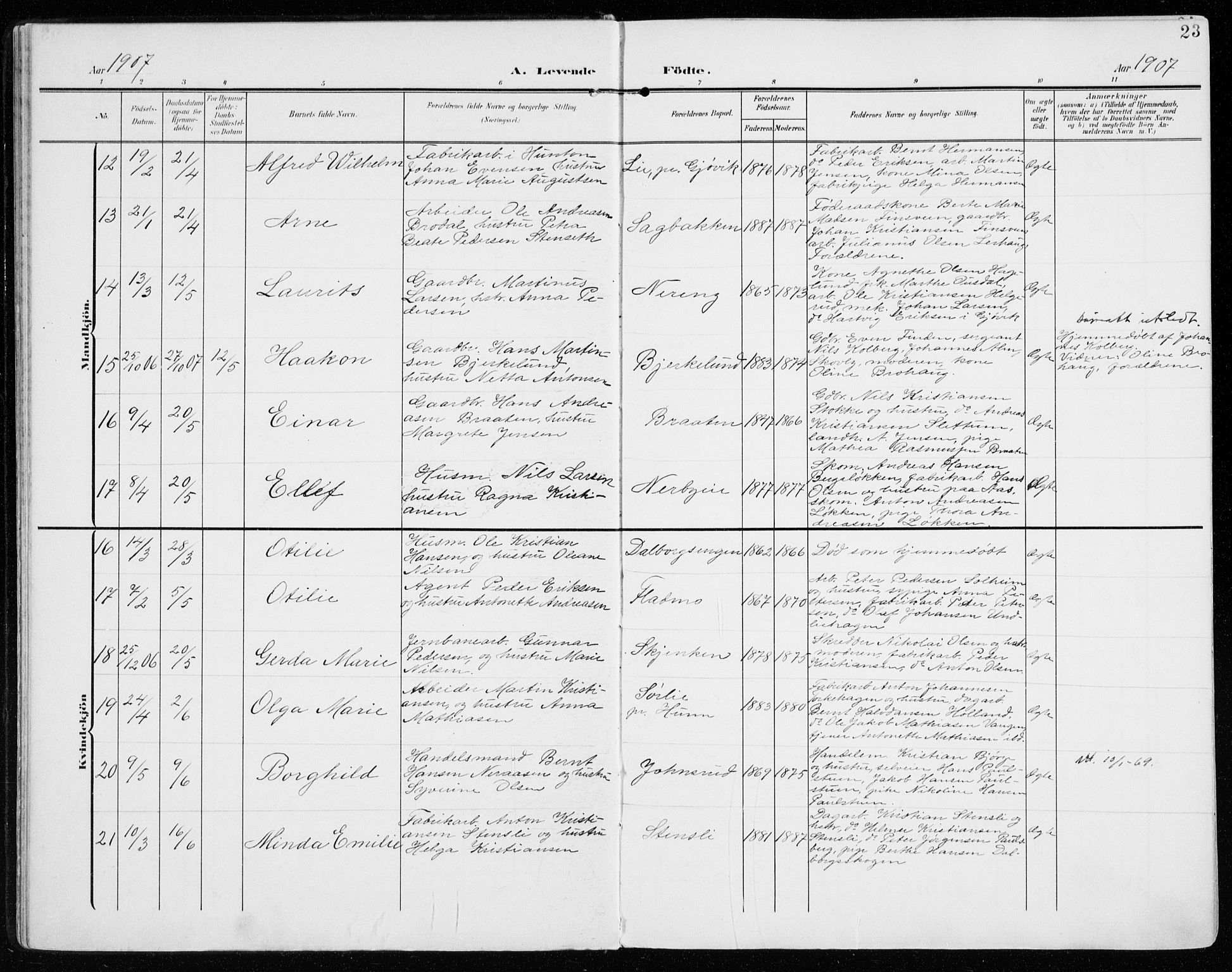 Vardal prestekontor, AV/SAH-PREST-100/H/Ha/Haa/L0016: Parish register (official) no. 16, 1904-1916, p. 23