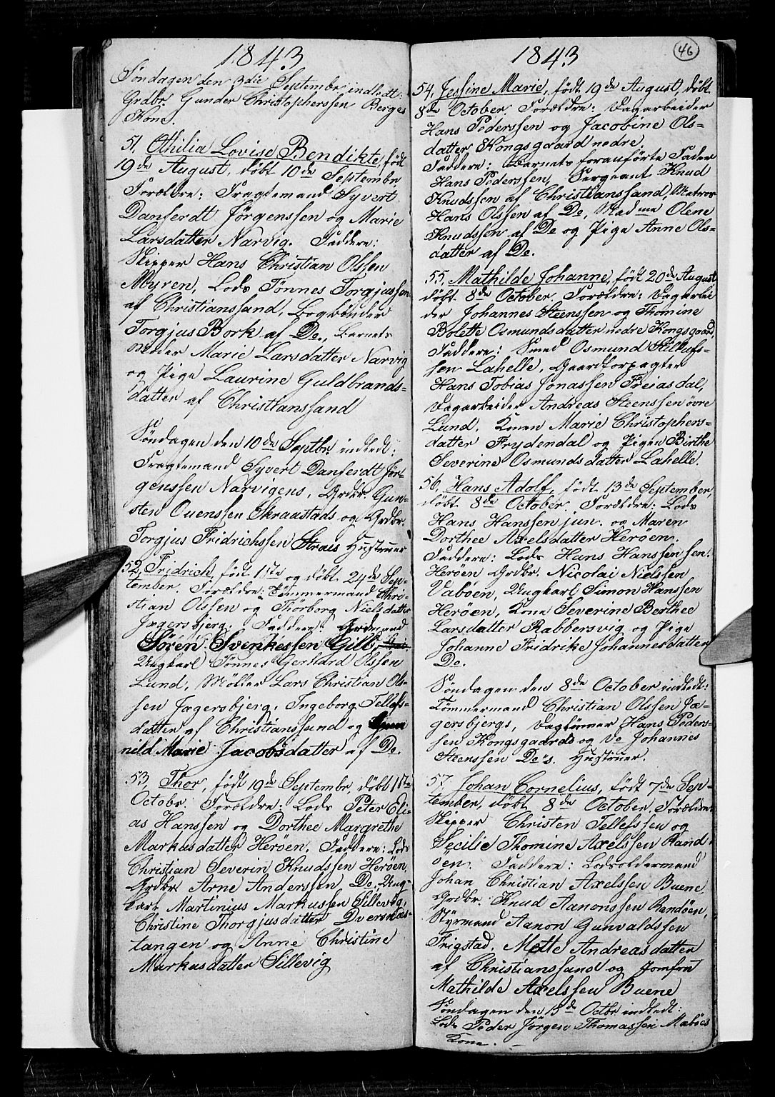 Oddernes sokneprestkontor, SAK/1111-0033/F/Fb/Fba/L0004: Parish register (copy) no. B 4, 1837-1846, p. 46