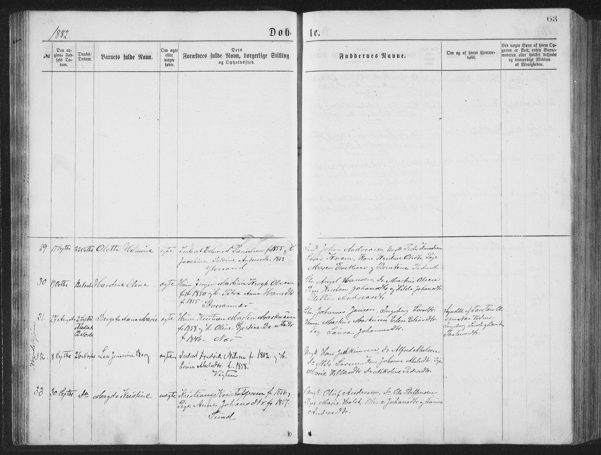 Ministerialprotokoller, klokkerbøker og fødselsregistre - Nordland, AV/SAT-A-1459/885/L1213: Parish register (copy) no. 885C02, 1874-1892, p. 63