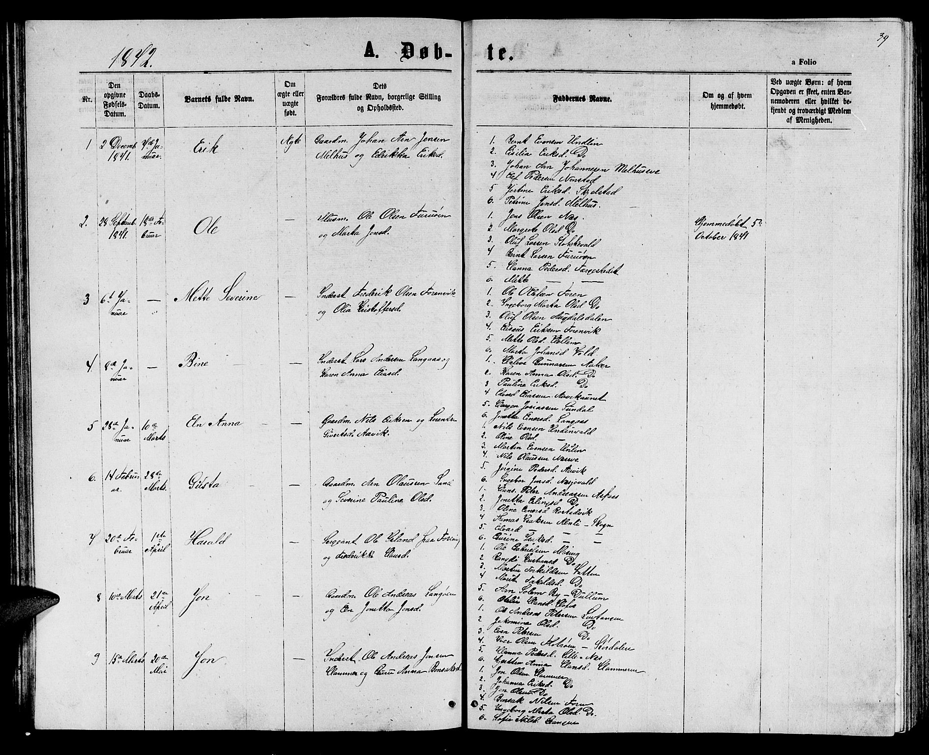 Ministerialprotokoller, klokkerbøker og fødselsregistre - Nord-Trøndelag, AV/SAT-A-1458/714/L0133: Parish register (copy) no. 714C02, 1865-1877, p. 39