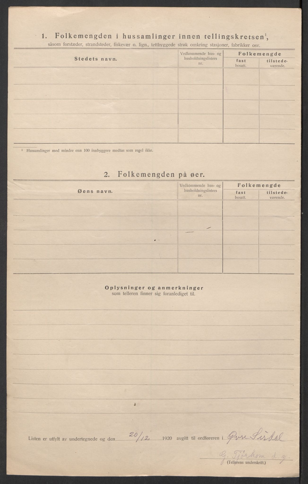 SAK, 1920 census for Øvre Sirdal, 1920, p. 14