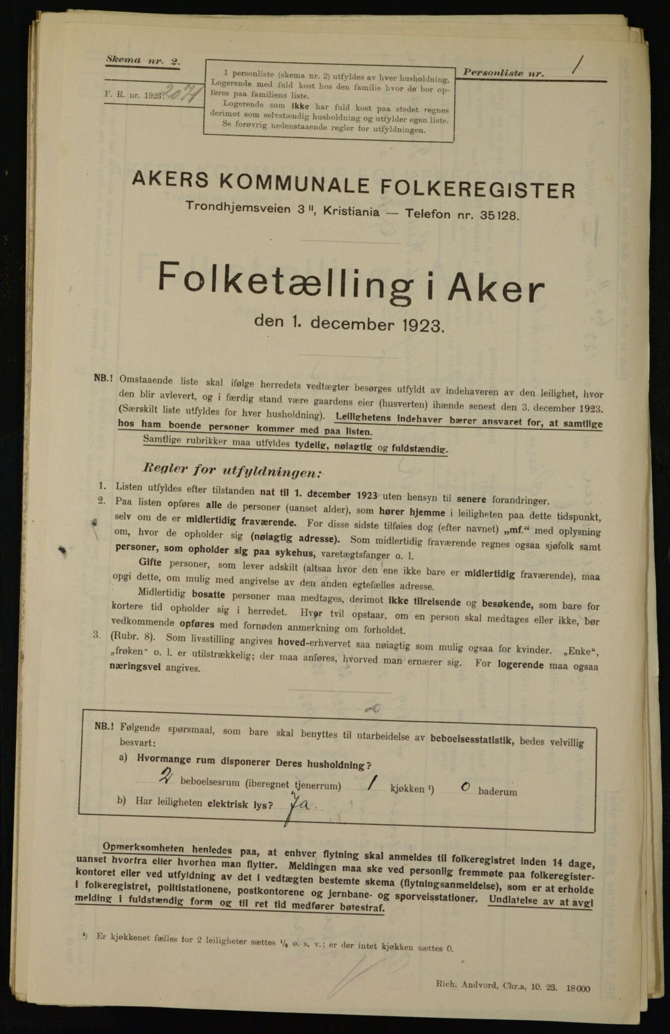 , Municipal Census 1923 for Aker, 1923, p. 35622