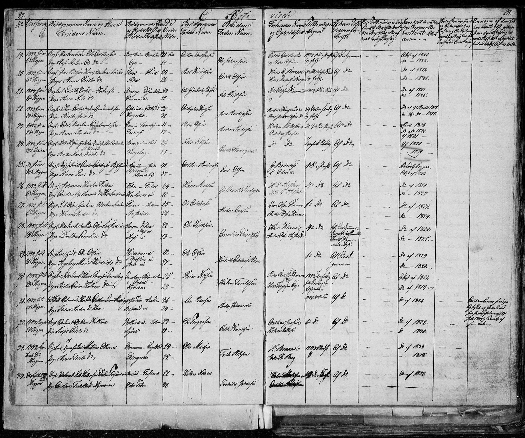 Modum kirkebøker, SAKO/A-234/G/Ga/L0004: Parish register (copy) no. I 4, 1843-1846, p. 27-28