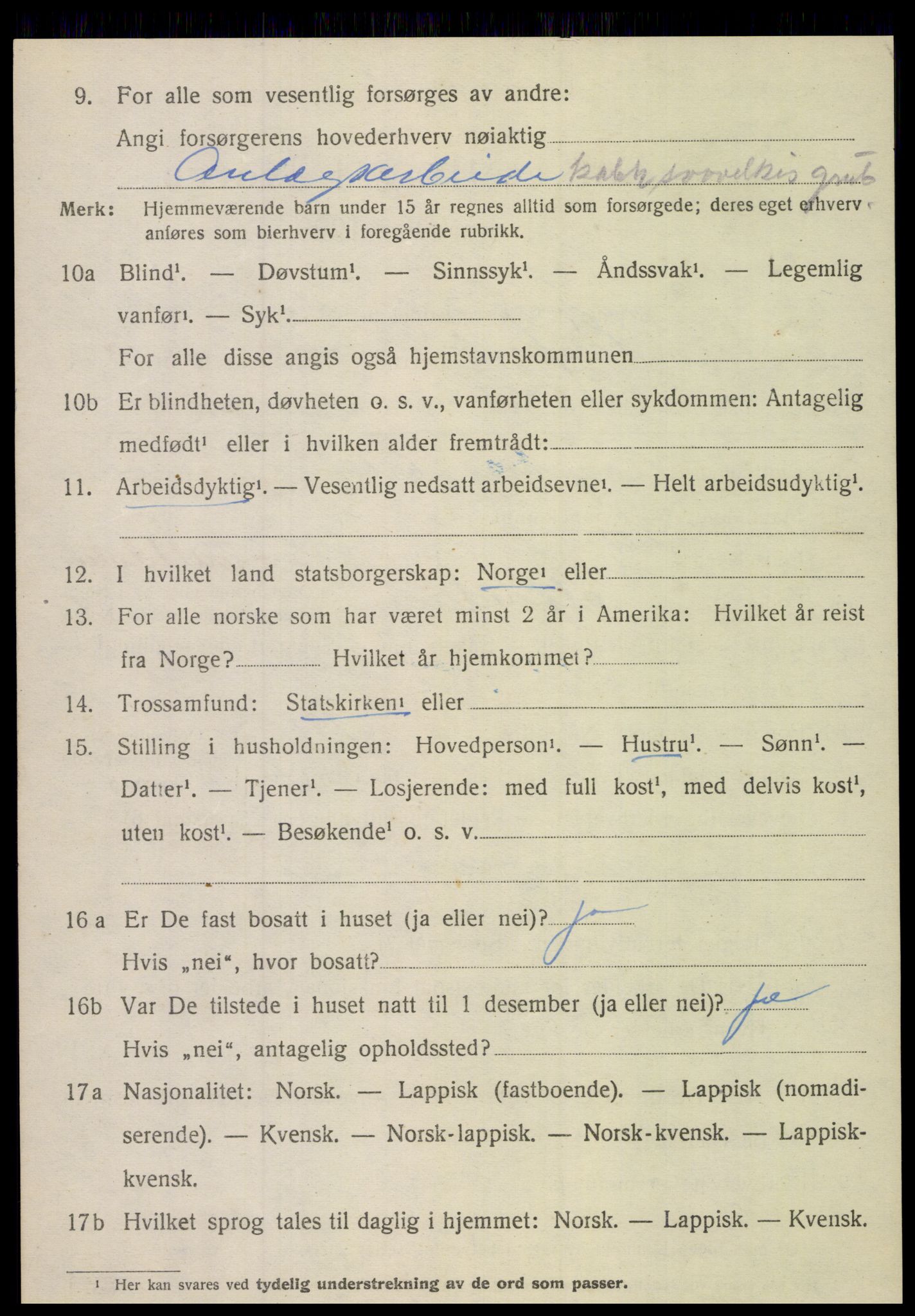 SAT, 1920 census for Sørfold, 1920, p. 4850