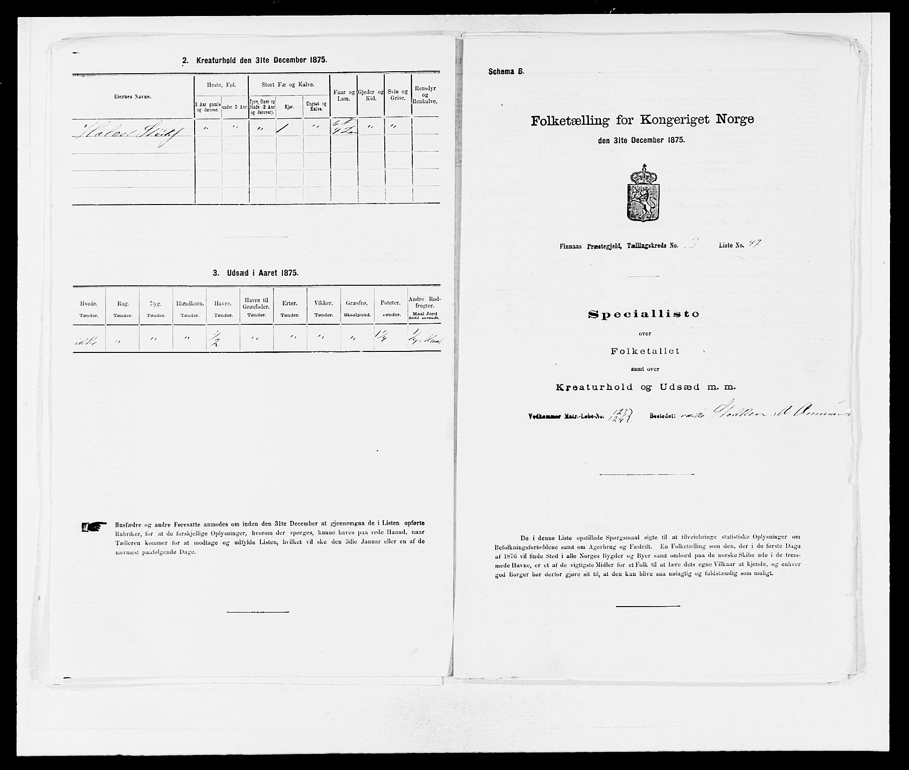 SAB, 1875 census for 1218P Finnås, 1875, p. 514