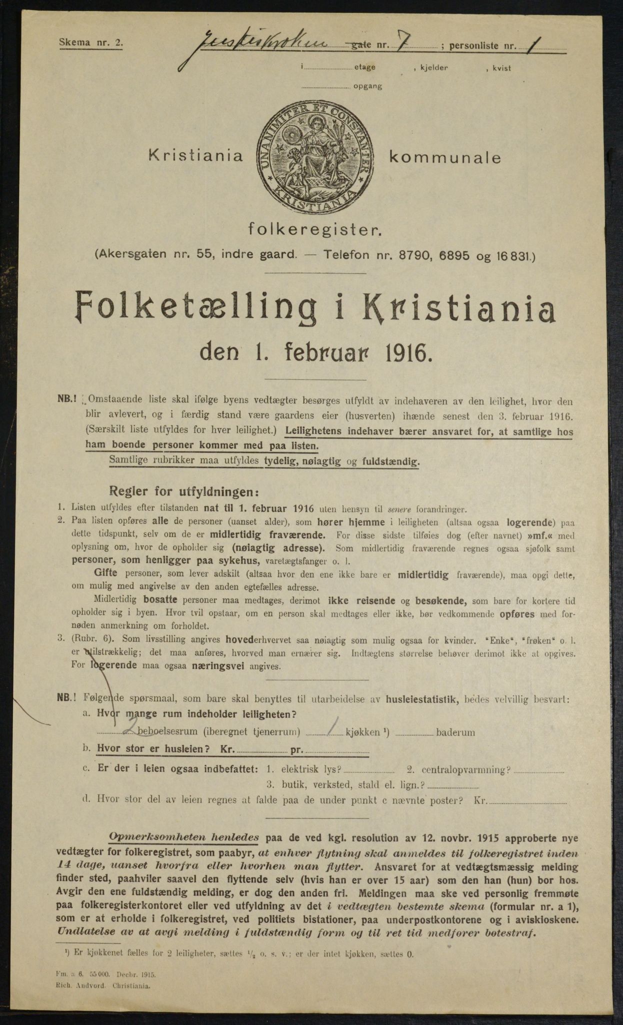 OBA, Municipal Census 1916 for Kristiania, 1916, p. 48789