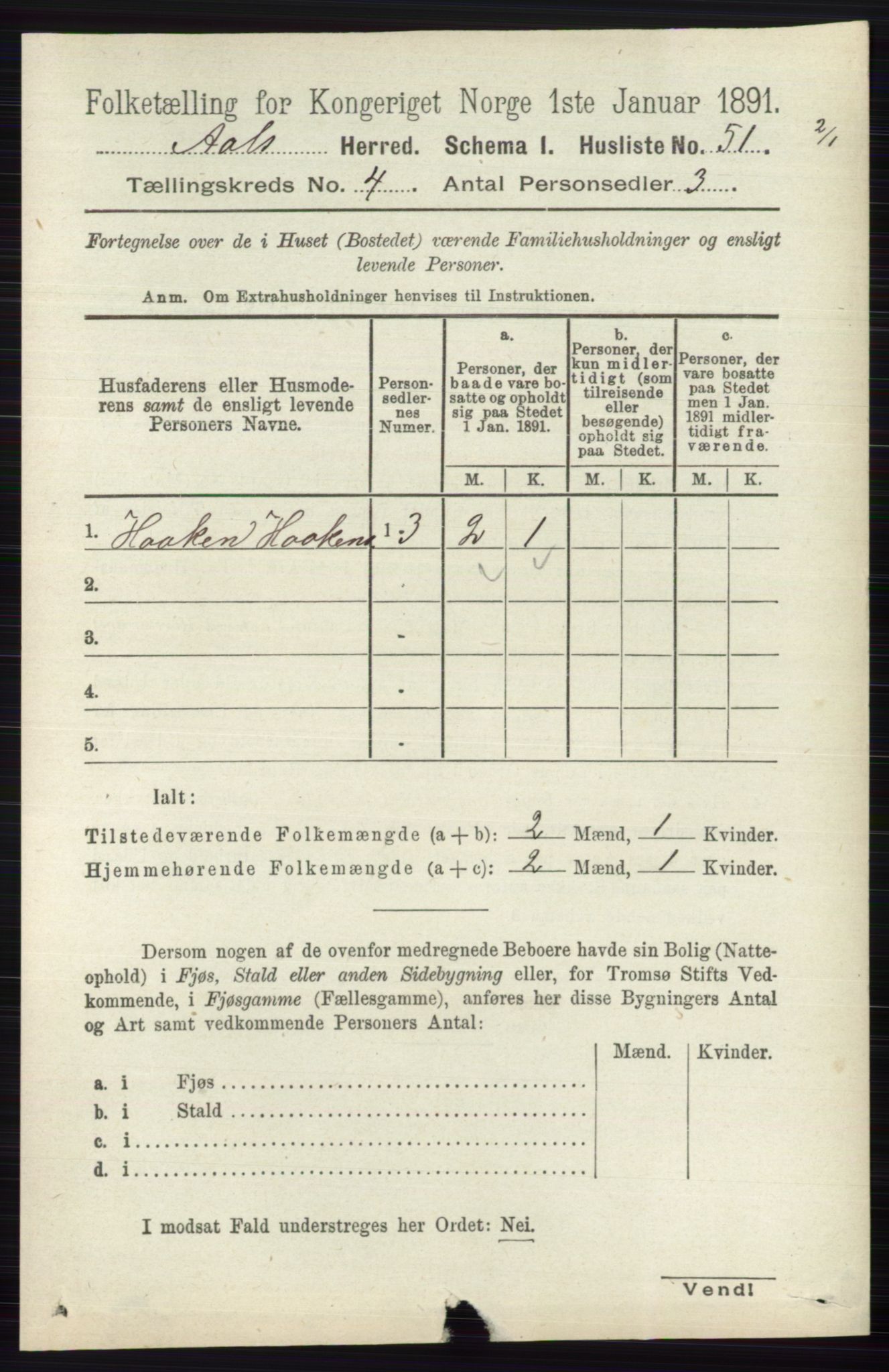 RA, 1891 census for 0619 Ål, 1891, p. 1031