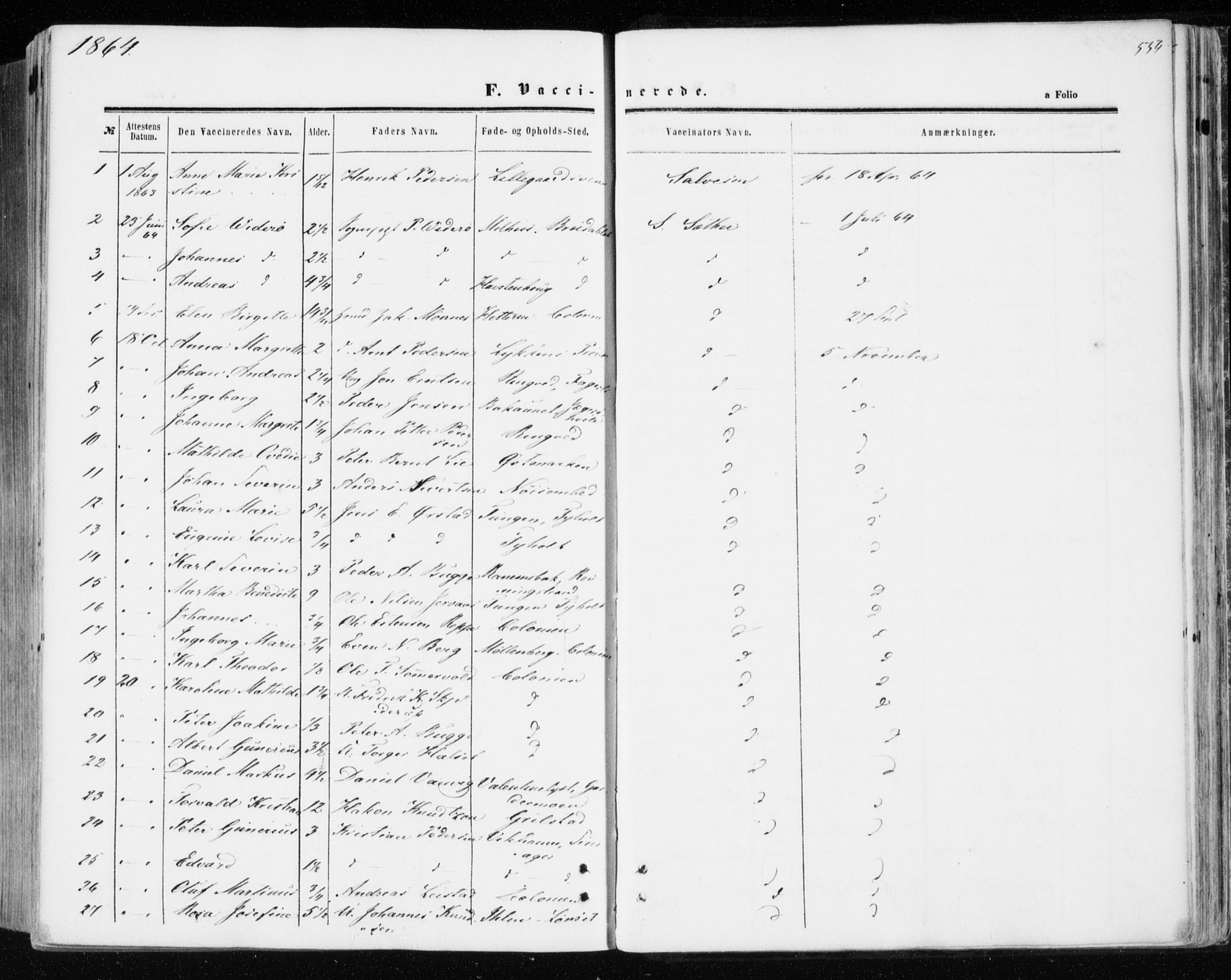 Ministerialprotokoller, klokkerbøker og fødselsregistre - Sør-Trøndelag, SAT/A-1456/606/L0292: Parish register (official) no. 606A07, 1856-1865, p. 554