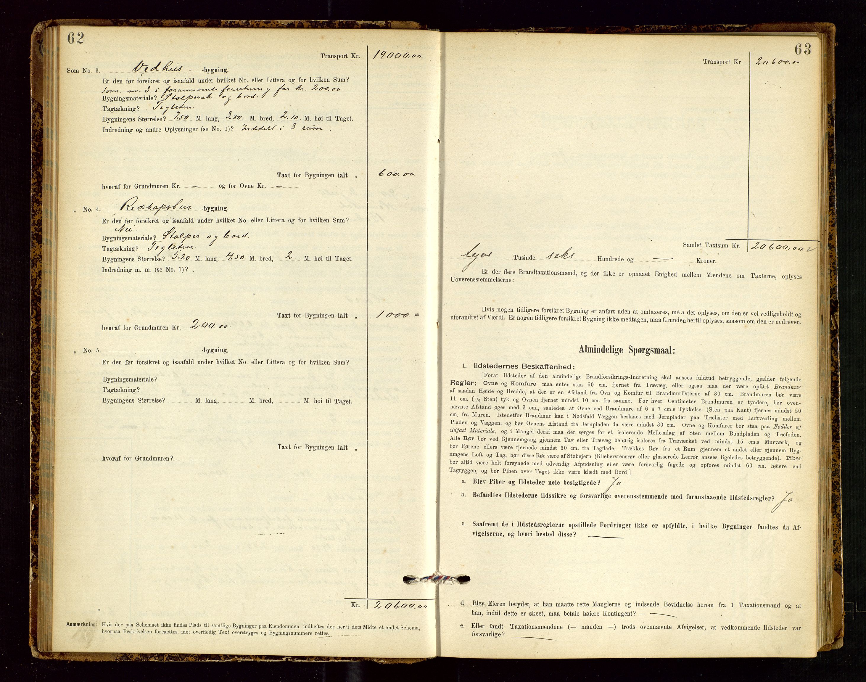 Tysvær lensmannskontor, AV/SAST-A-100192/Gob/L0002: "Brandtakstprotokol for Lensmanden i Tysvær", 1901-1932, p. 62-63