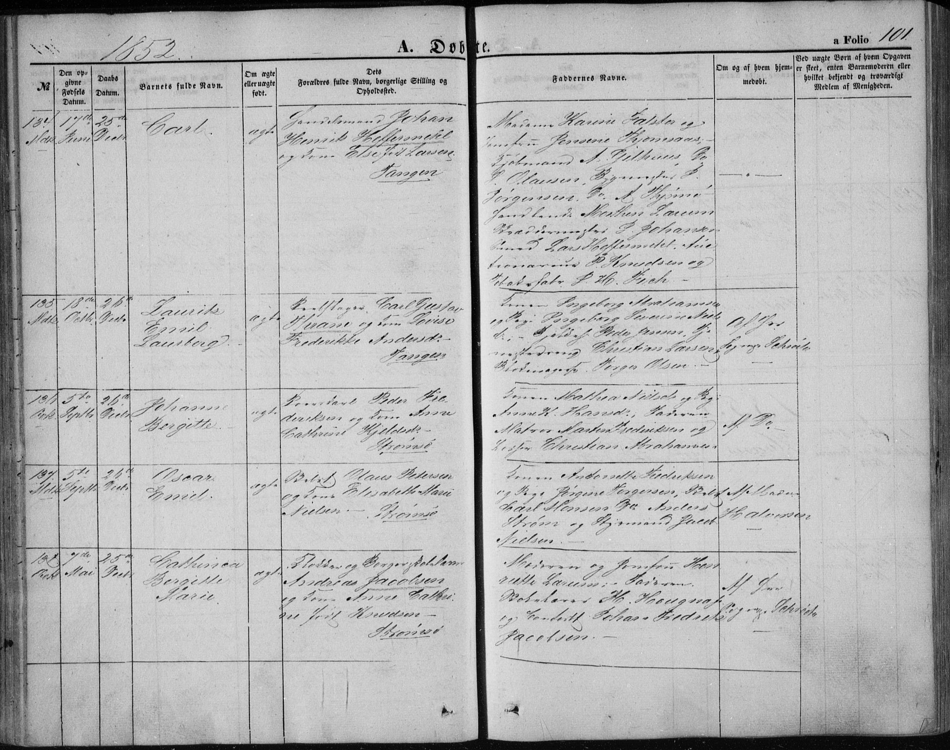 Strømsø kirkebøker, SAKO/A-246/F/Fa/L0014: Parish register (official) no. I 14, 1848-1858, p. 101