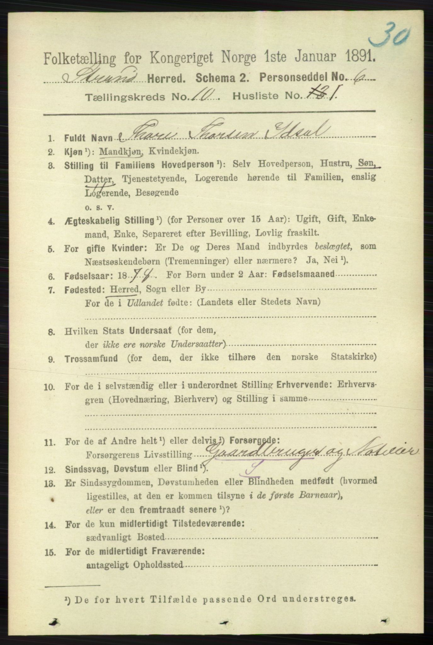 RA, 1891 census for 1130 Strand, 1891, p. 2736