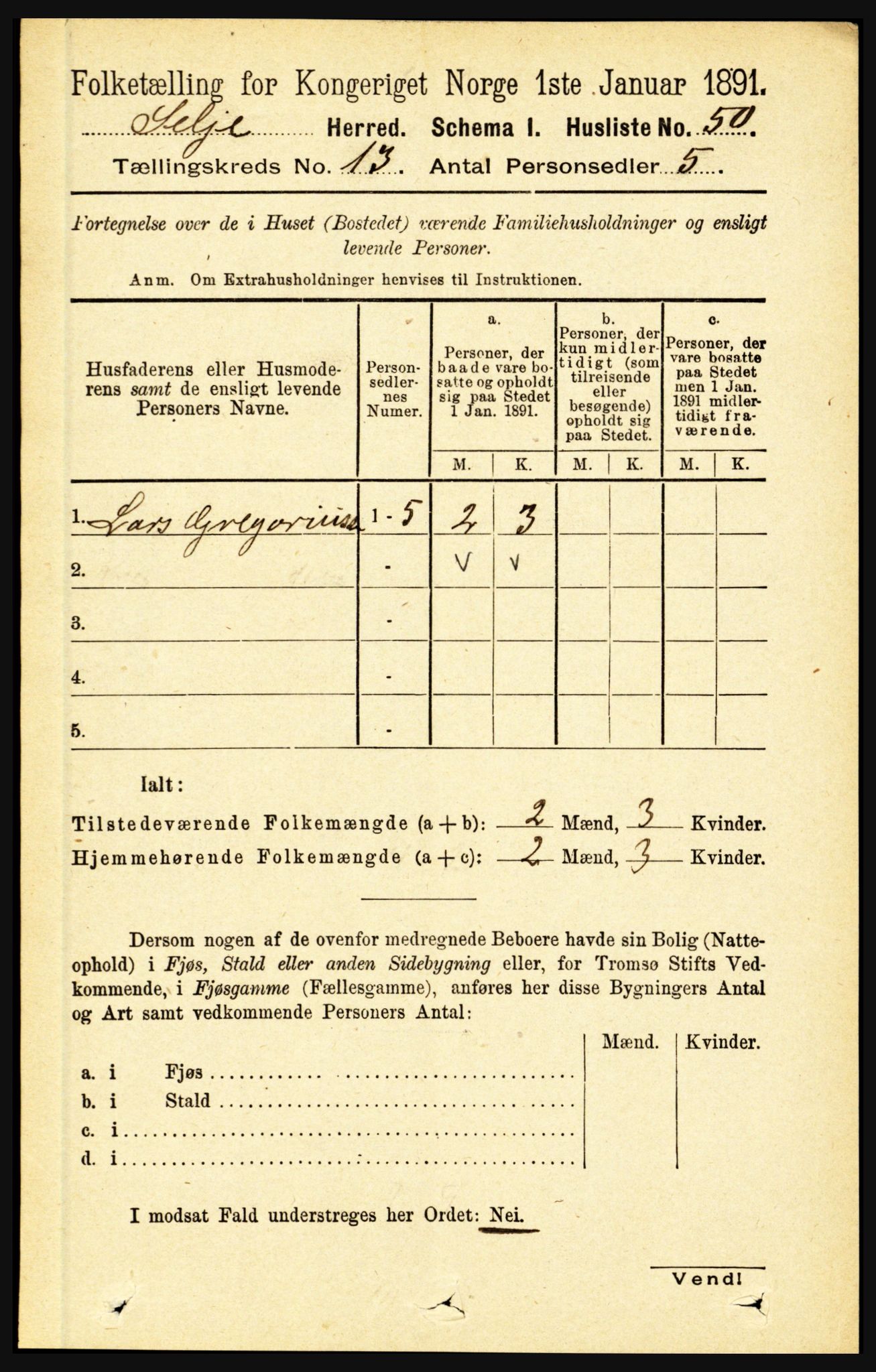 RA, 1891 census for 1441 Selje, 1891, p. 4103