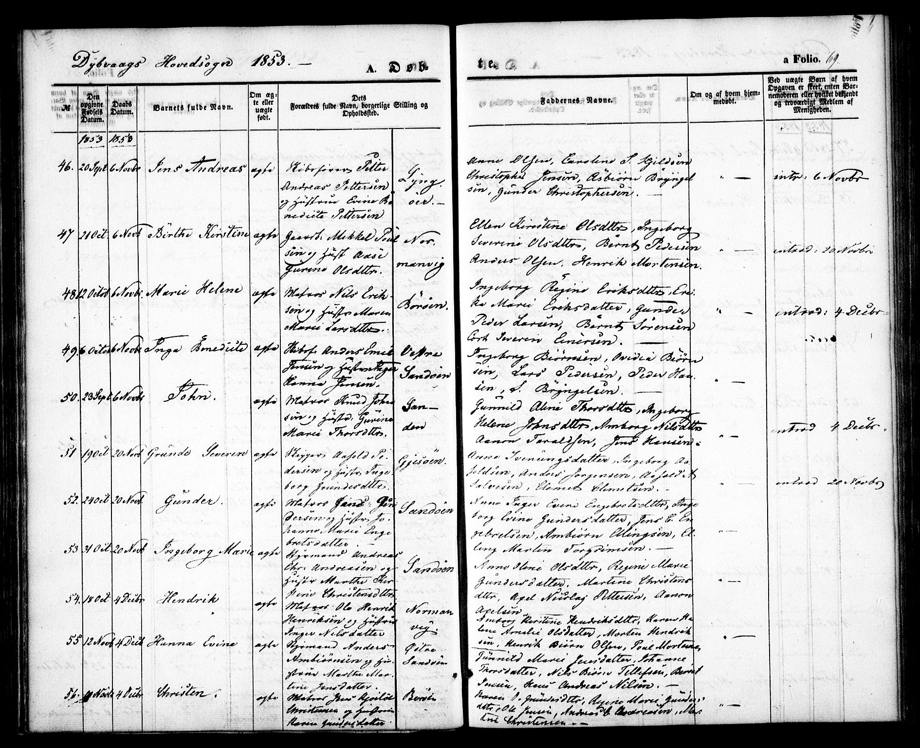 Dypvåg sokneprestkontor, AV/SAK-1111-0007/F/Fa/Faa/L0005: Parish register (official) no. A 5, 1841-1854, p. 69