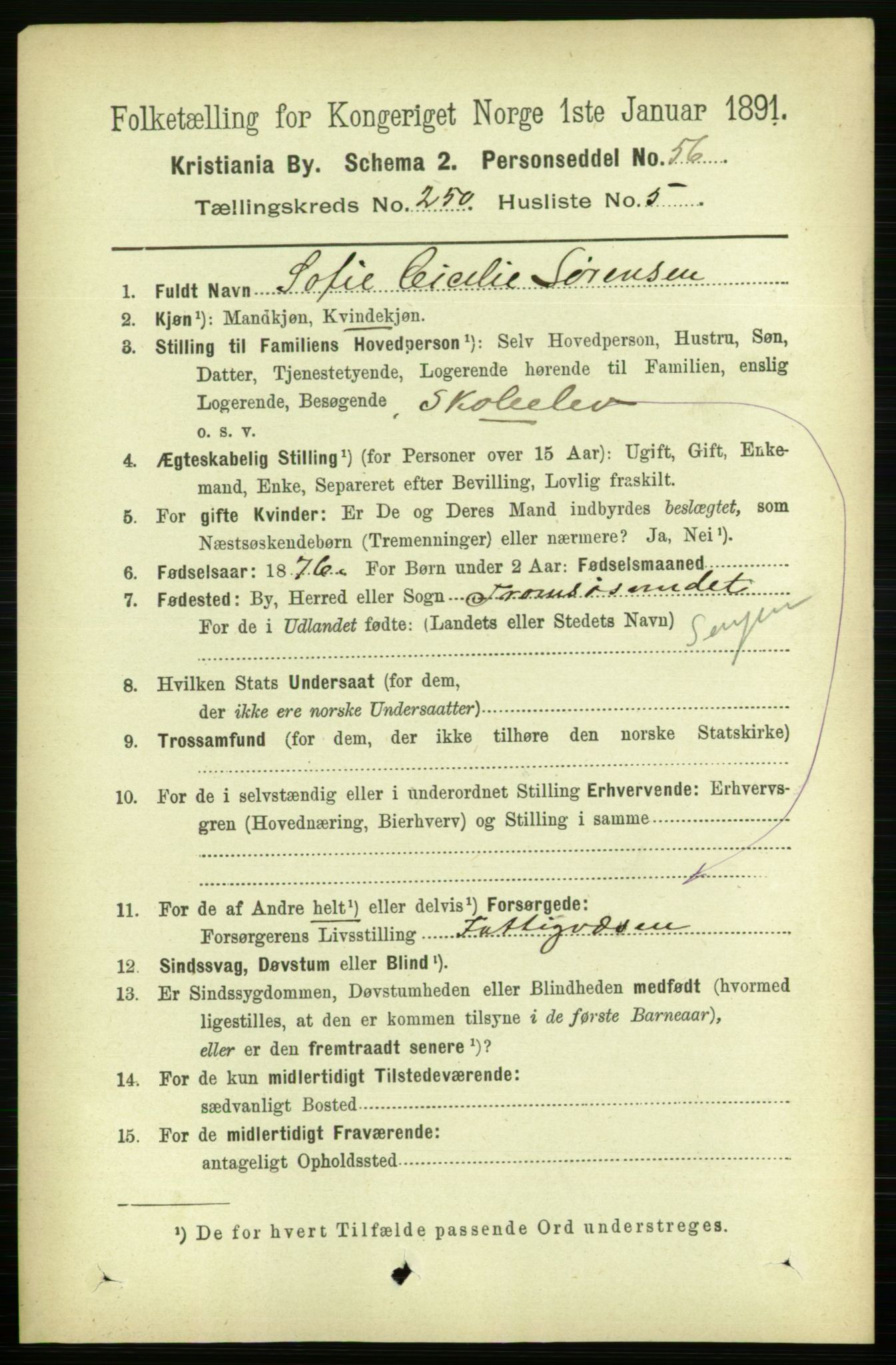 RA, 1891 census for 0301 Kristiania, 1891, p. 152883