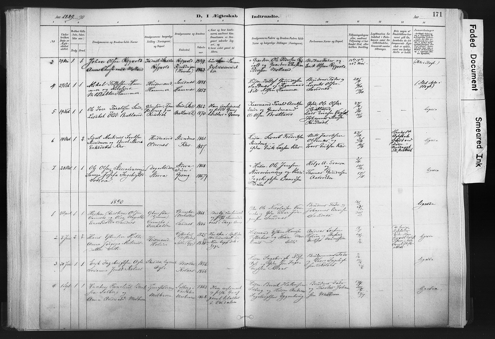 Ministerialprotokoller, klokkerbøker og fødselsregistre - Nord-Trøndelag, SAT/A-1458/749/L0474: Parish register (official) no. 749A08, 1887-1903, p. 171