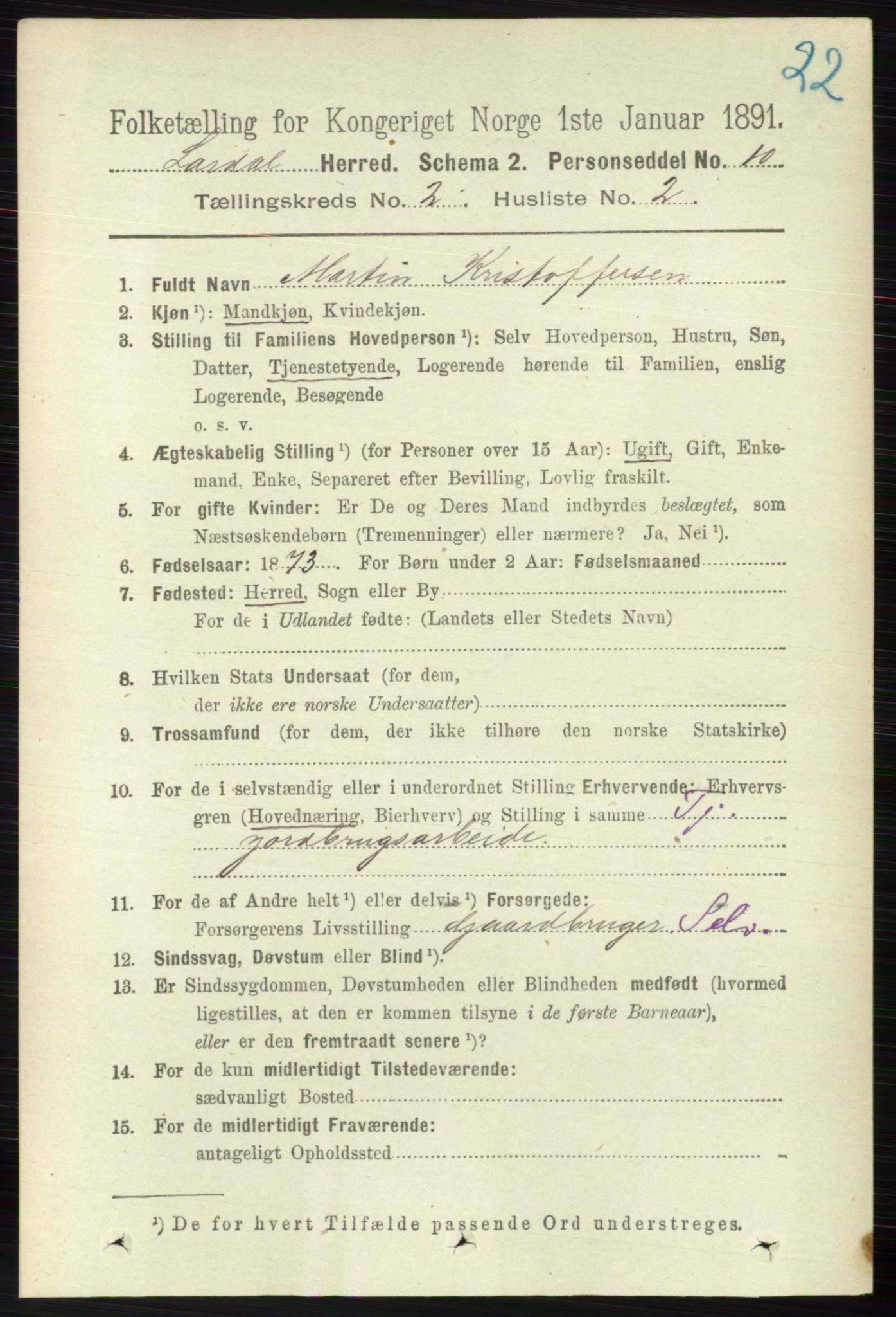 RA, 1891 census for 0728 Lardal, 1891, p. 741