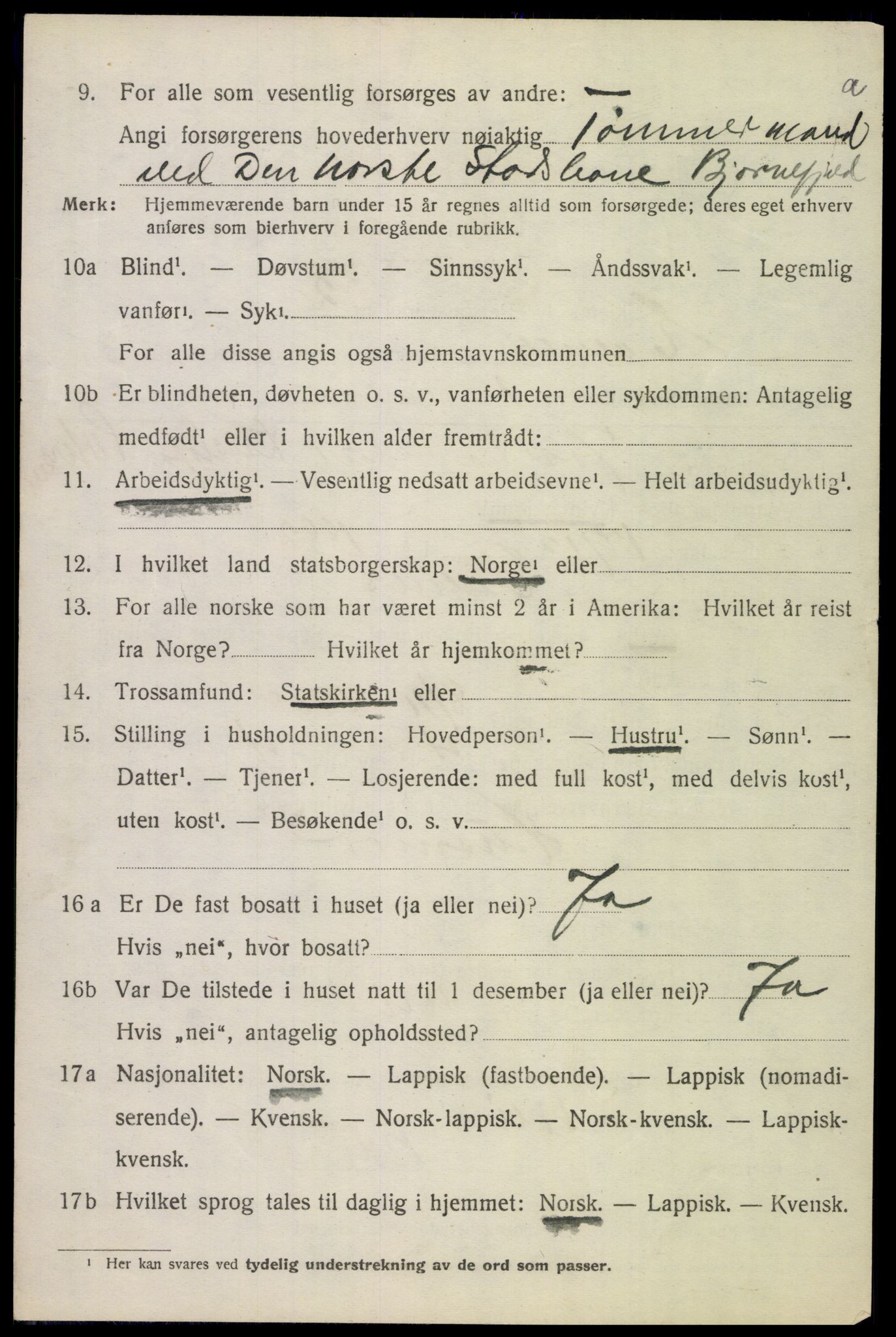 SAT, 1920 census for Evenes, 1920, p. 2955