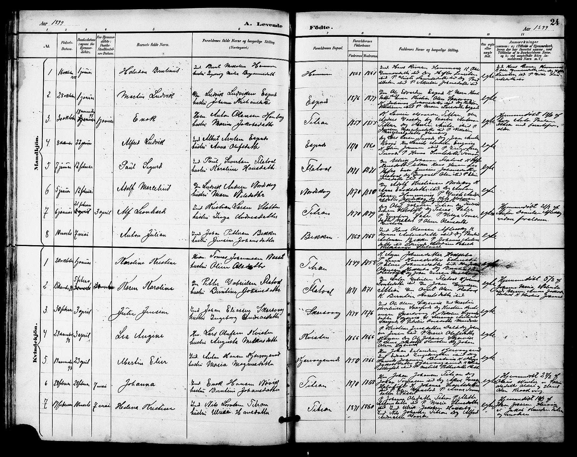Ministerialprotokoller, klokkerbøker og fødselsregistre - Sør-Trøndelag, SAT/A-1456/641/L0598: Parish register (copy) no. 641C02, 1893-1910, p. 24