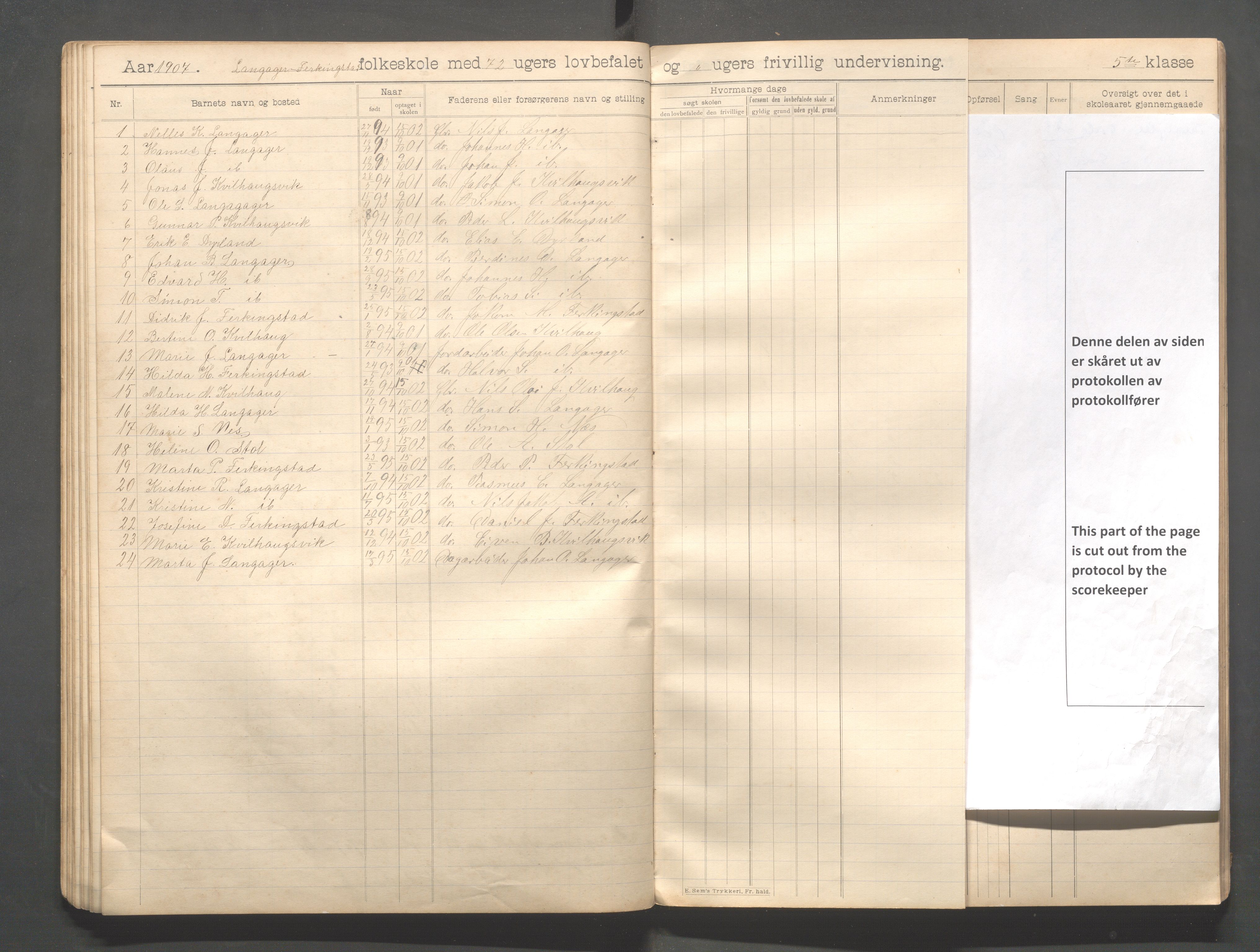 Skudenes kommune - Langåker - Ferkingstad skole, IKAR/A-303/H/L0002: Skoleprotokoll 1.-6. kl., 1903-1910, p. 51