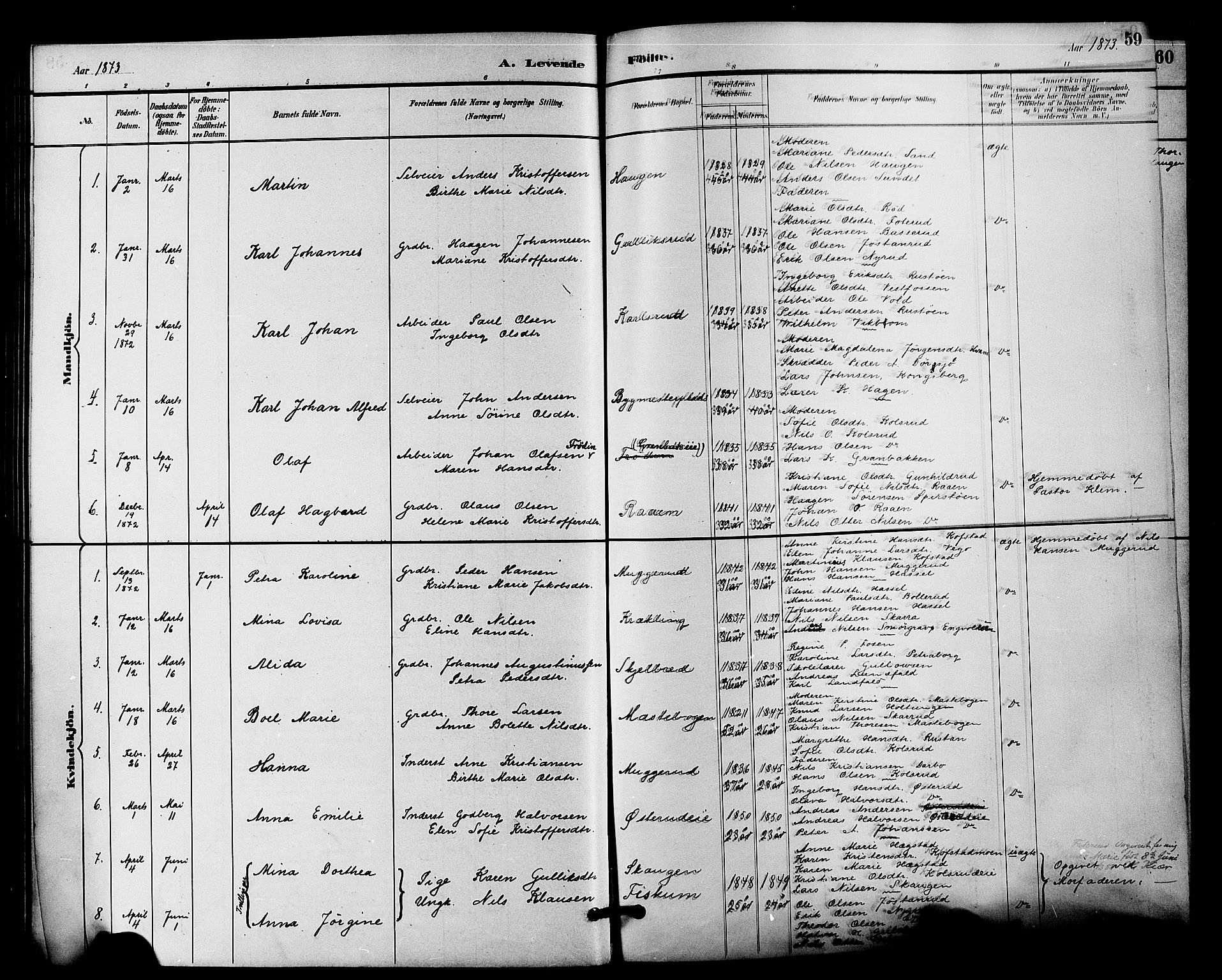Fiskum kirkebøker, SAKO/A-15/F/Fa/L0001: Parish register (official) no. 1, 1858-1877, p. 59