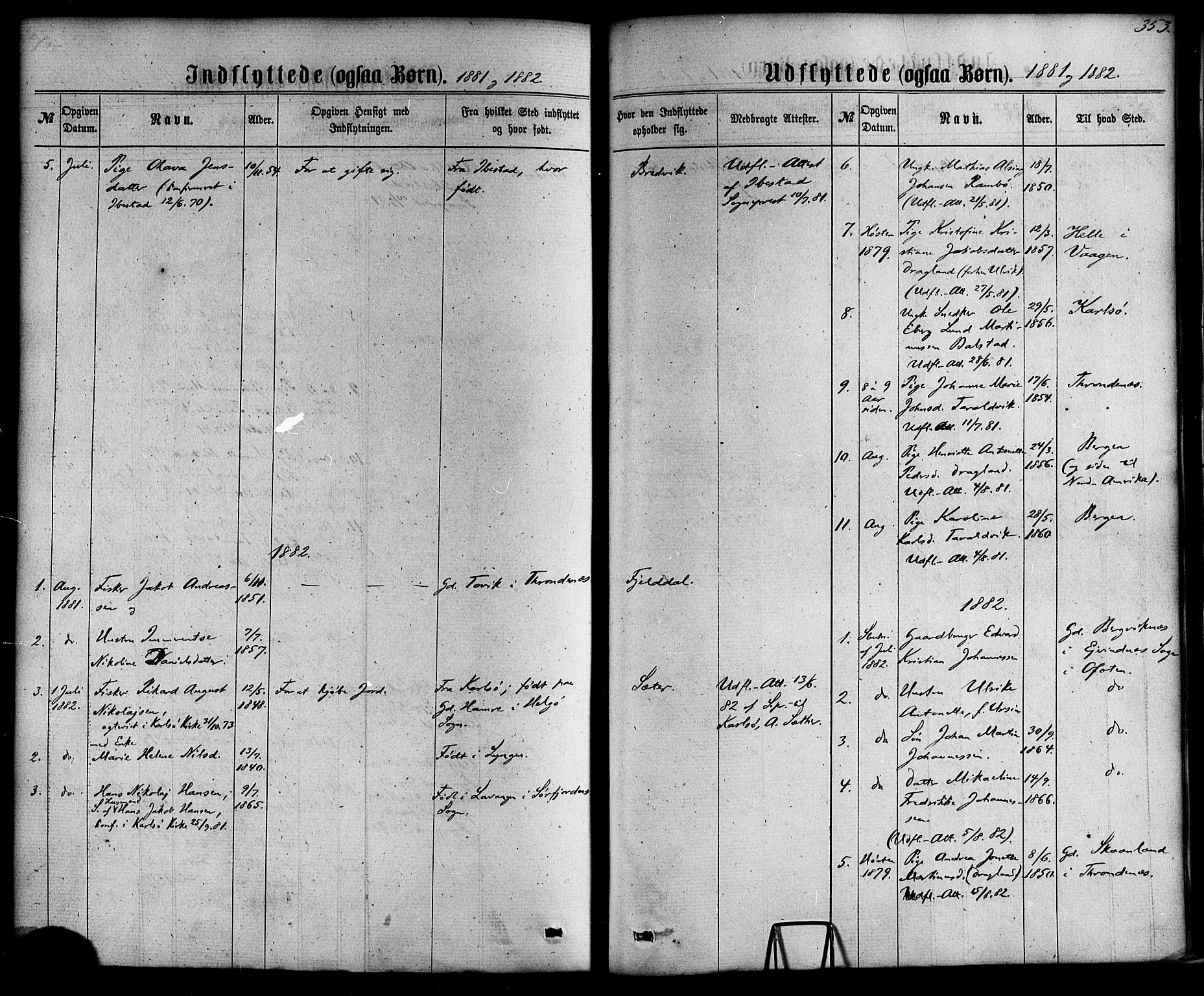 Ministerialprotokoller, klokkerbøker og fødselsregistre - Nordland, AV/SAT-A-1459/865/L0923: Parish register (official) no. 865A01, 1864-1884, p. 353