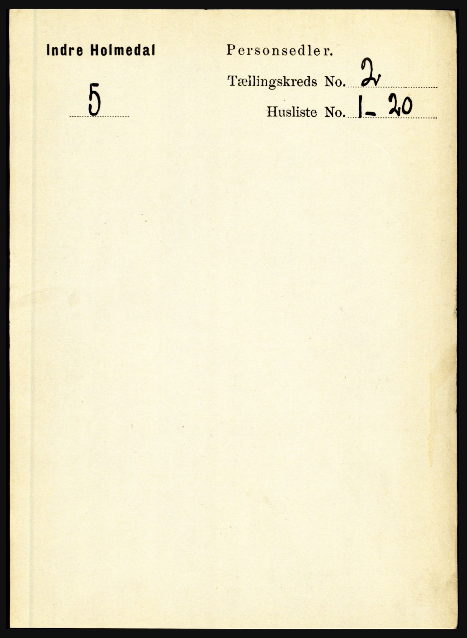 RA, 1891 census for 1430 Indre Holmedal, 1891, p. 456