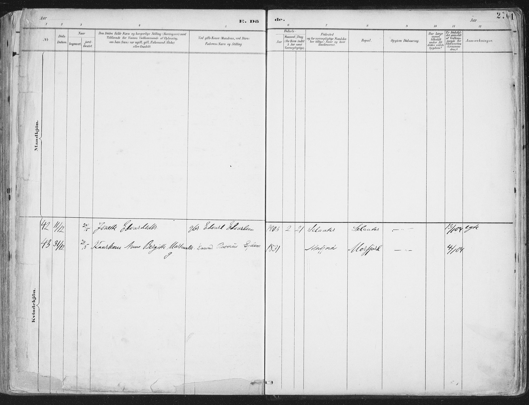 Ministerialprotokoller, klokkerbøker og fødselsregistre - Nordland, AV/SAT-A-1459/888/L1246: Parish register (official) no. 888A12, 1891-1903, p. 270