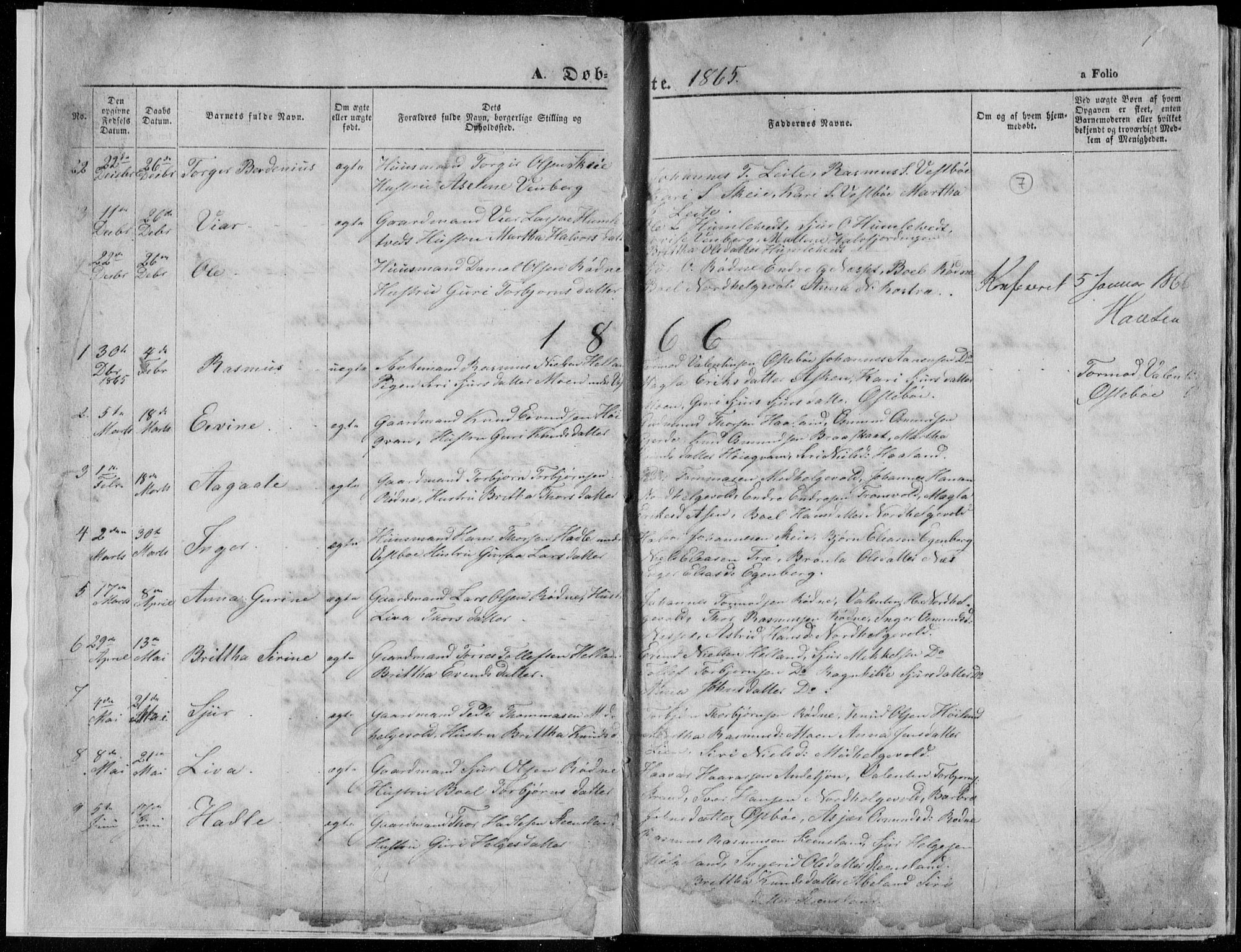 Vikedal sokneprestkontor, SAST/A-101840/01/V: Parish register (copy) no. B 10, 1864-1926, p. 7