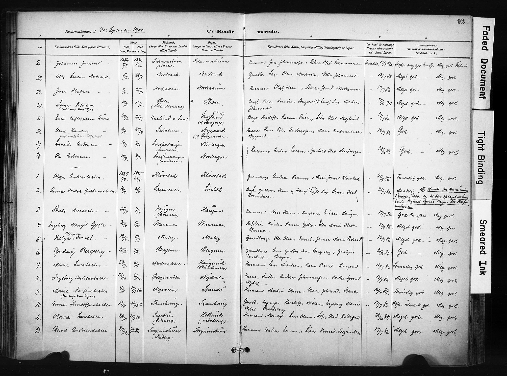 Søndre Land prestekontor, SAH/PREST-122/K/L0004: Parish register (official) no. 4, 1895-1904, p. 92