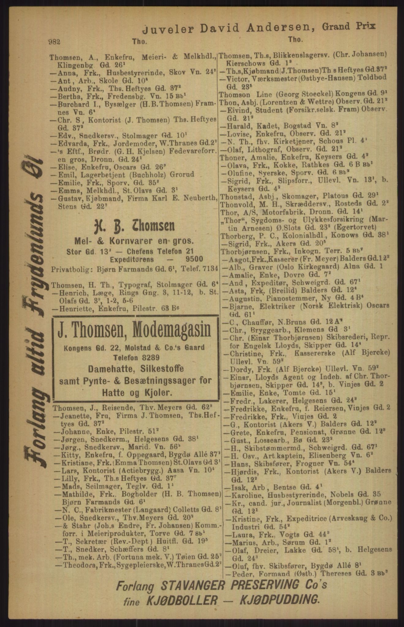 Kristiania/Oslo adressebok, PUBL/-, 1911, p. 982