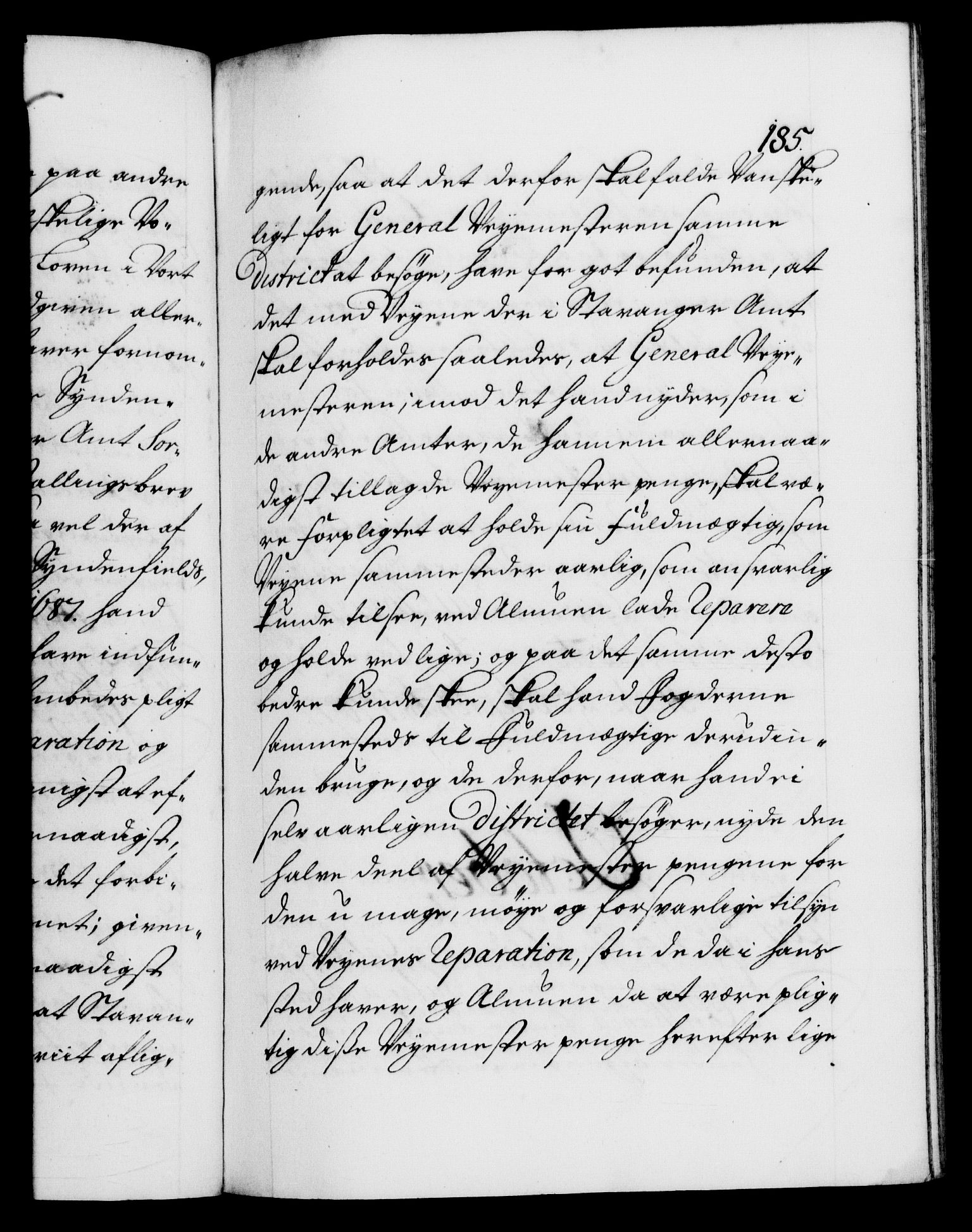 Danske Kanselli 1572-1799, AV/RA-EA-3023/F/Fc/Fca/Fcab/L0018: Norske tegnelser, 1707-1709, p. 185a
