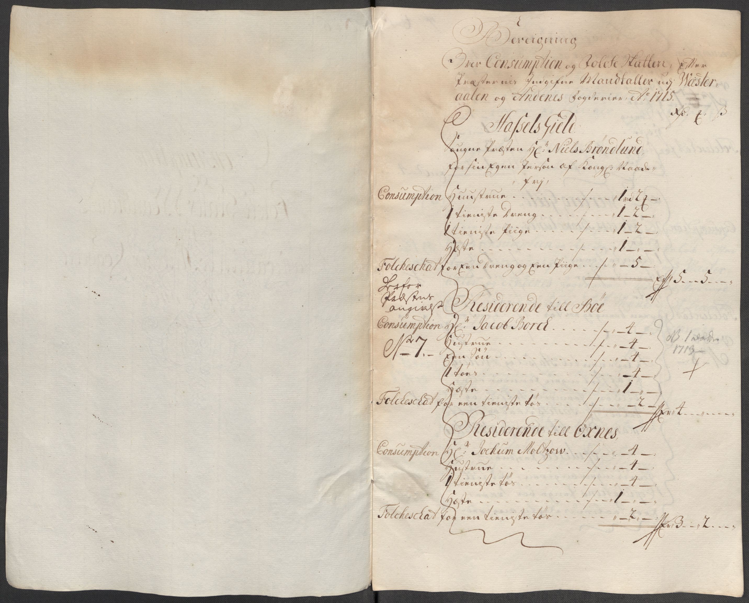 Rentekammeret inntil 1814, Reviderte regnskaper, Fogderegnskap, RA/EA-4092/R67/L4681: Fogderegnskap Vesterålen, Andenes og Lofoten, 1715, p. 80