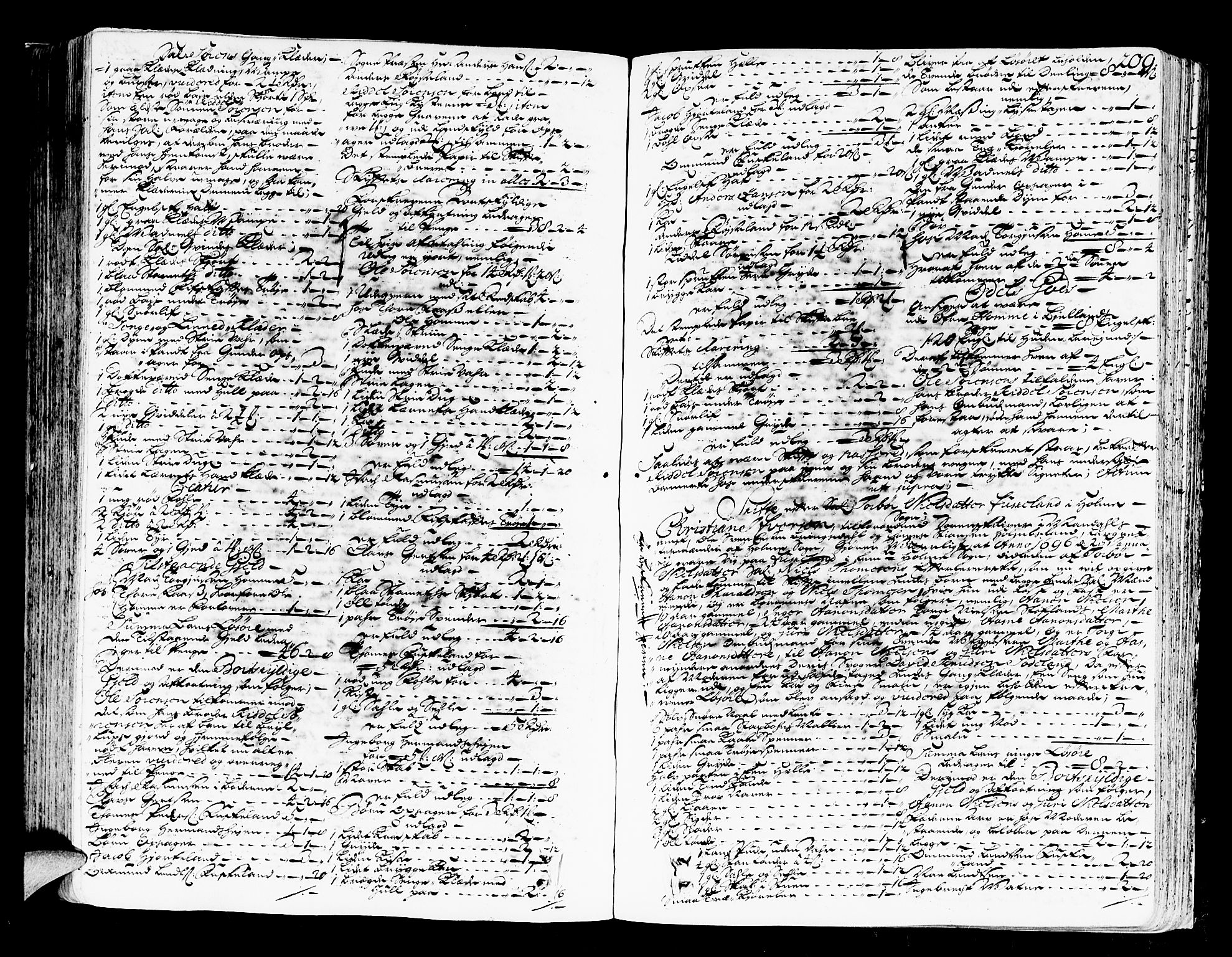Mandal sorenskriveri, SAK/1221-0005/001/H/Hc/L0008: Skifteprotokoll med register, original i eske nr 4a, 1693-1702, p. 208b-209a