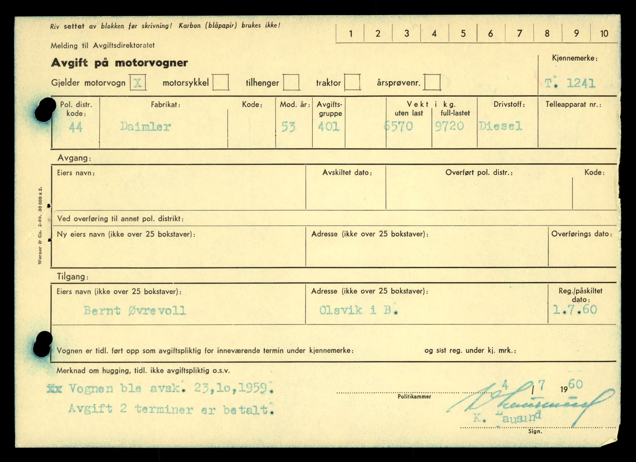 Møre og Romsdal vegkontor - Ålesund trafikkstasjon, AV/SAT-A-4099/F/Fe/L0011: Registreringskort for kjøretøy T 1170 - T 1289, 1927-1998, p. 1940